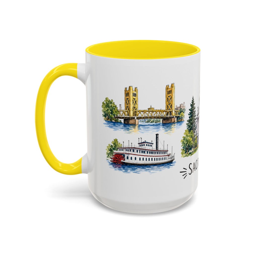 Sacramento Illustrated Travel Mug | City Souvenir Accent Coffee Mug | 11oz 15oz Ceramic Cup