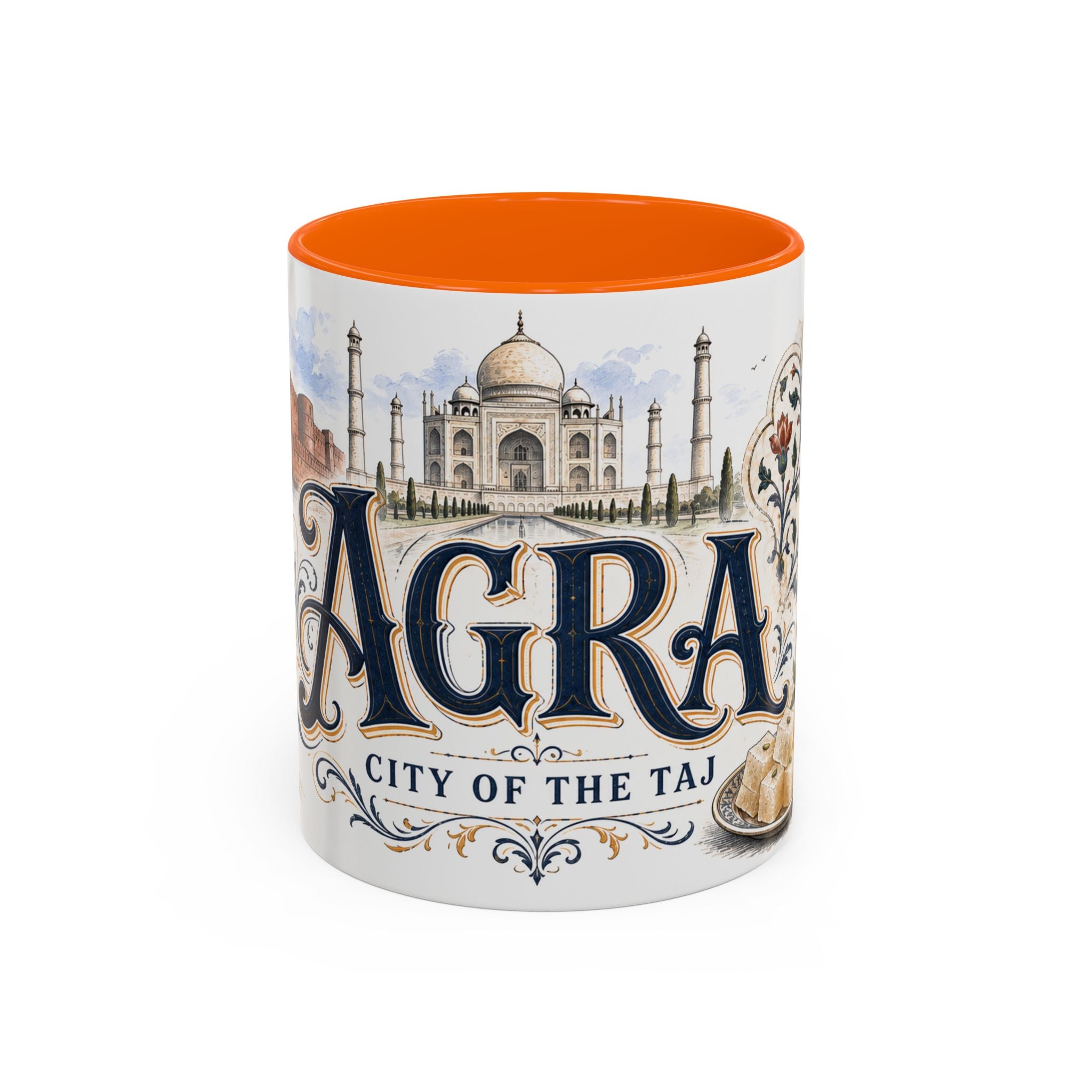 Agra Coffee Mug | India Travel Souvenir | Vintage Illustrated City Gift | 11 oz 15 oz Accent Mug
