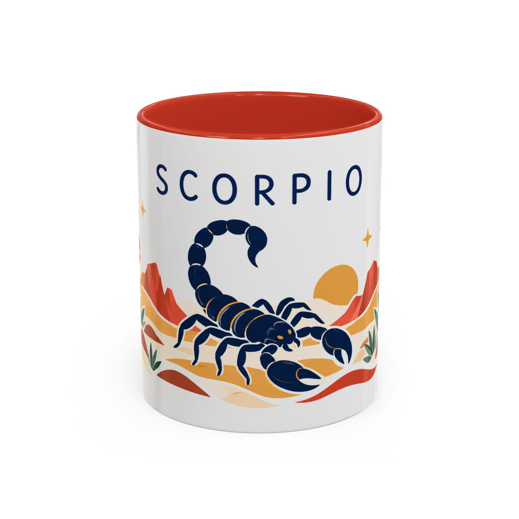 Scorpio Zodiac Coffee Mug | Scorpion and Desert Design | Astrology Birthday Gift | 11 oz 15 oz Ceramic Accent Mug