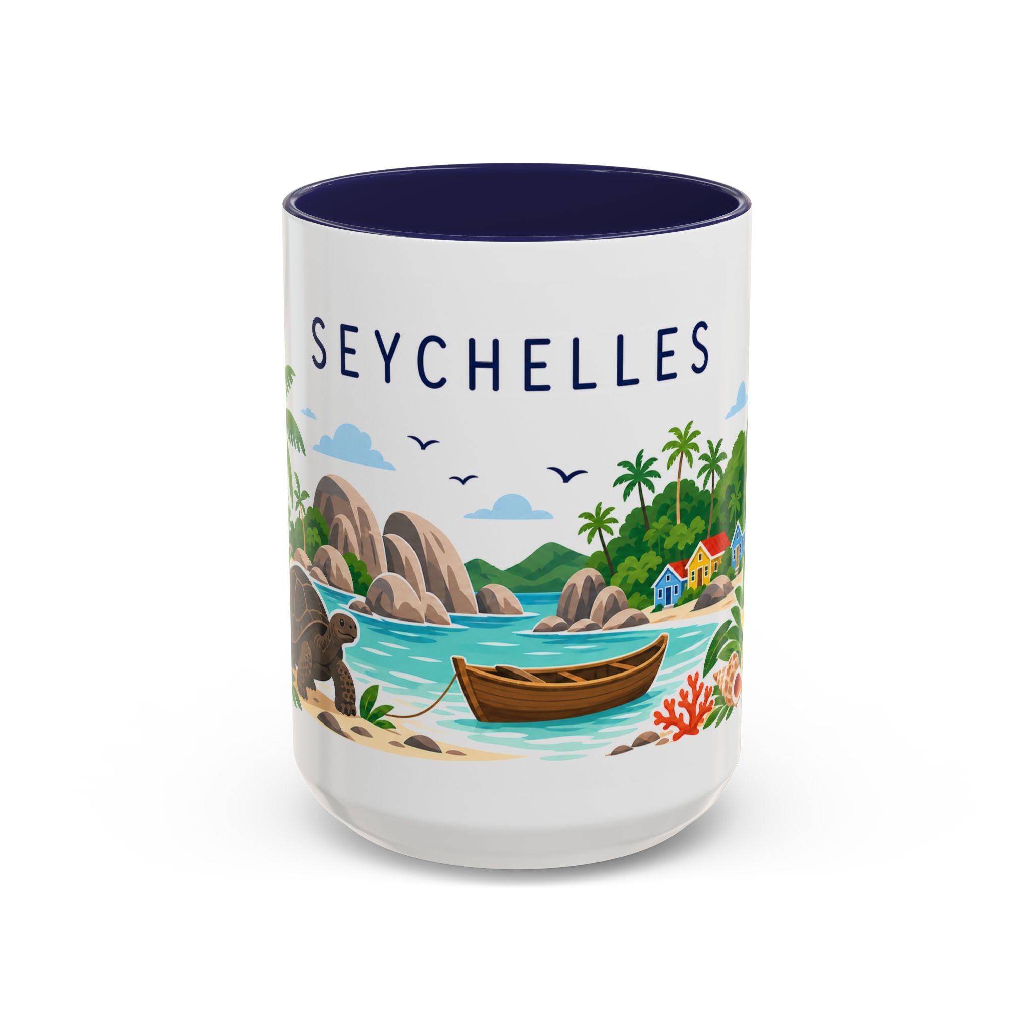 Seychelles Coffee Mug | Travel Destination Souvenir Gift | Accent Color Ceramic 11oz 15oz