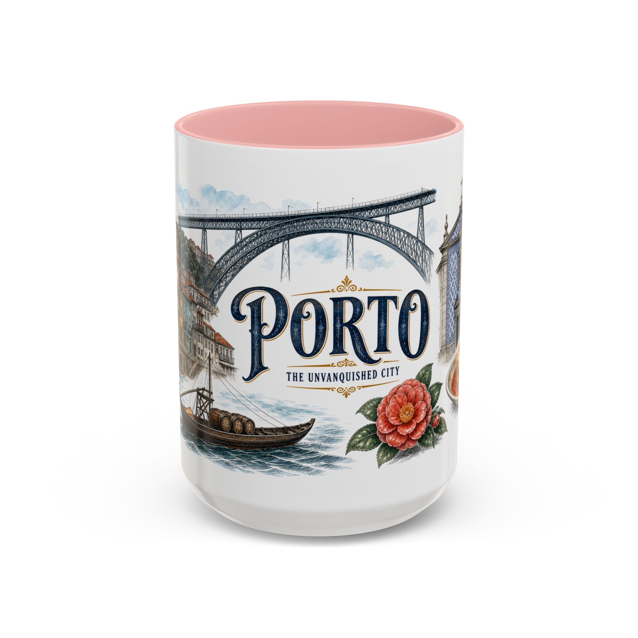 Porto Coffee Mug | Portugal Travel Souvenir | Vintage Illustrated City Gift | 11 oz 15 oz Accent Mug