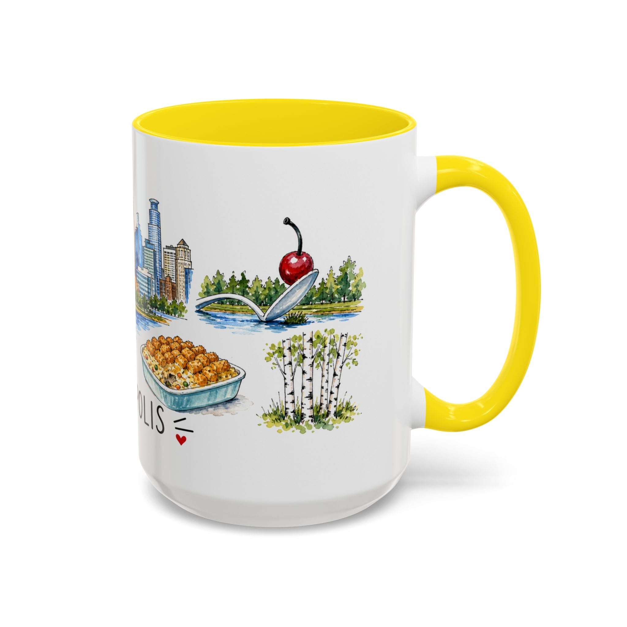 Minneapolis Illustrated Travel Mug | City Souvenir Accent Coffee Mug | 11oz 15oz Ceramic Cup
