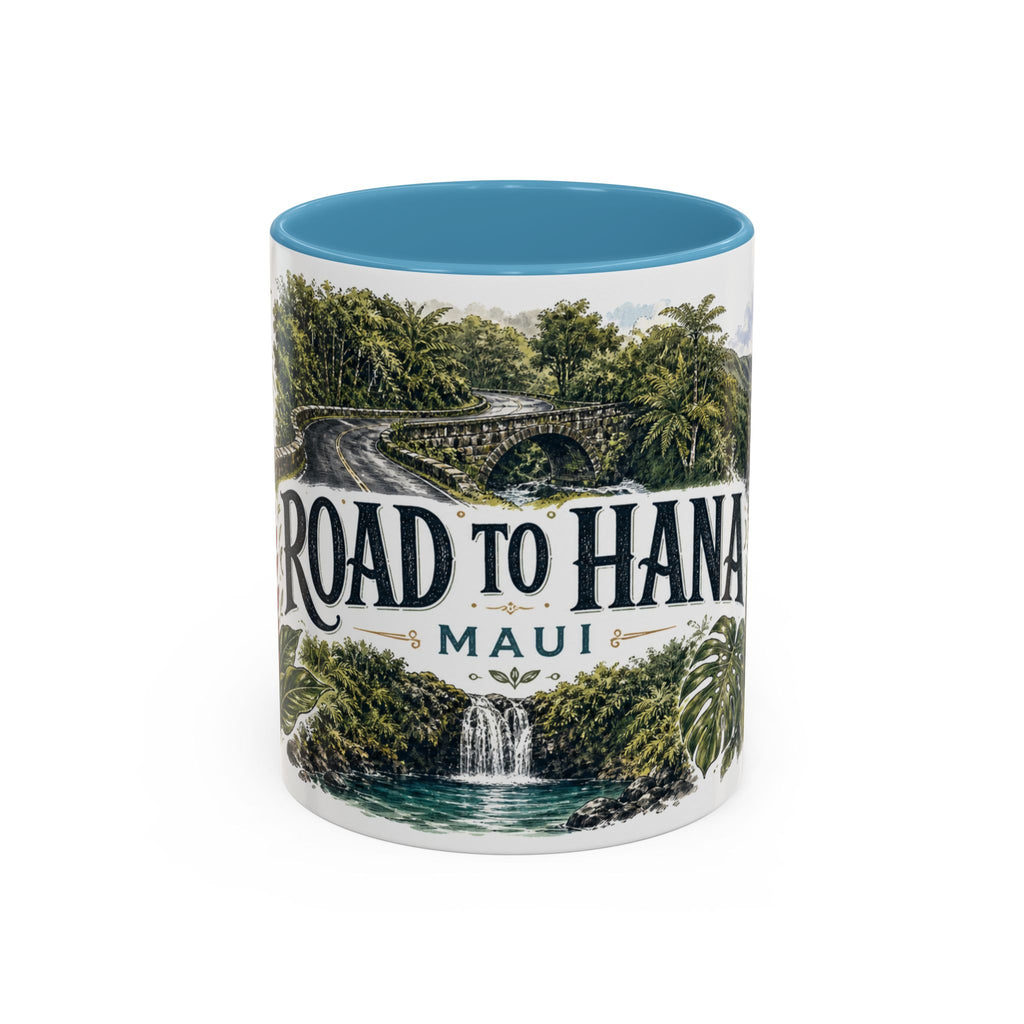 Road to Hana Mug, Maui Travel Souvenir, Bucket List Gift, Accent Ceramic Coffee Mug 11oz 15oz