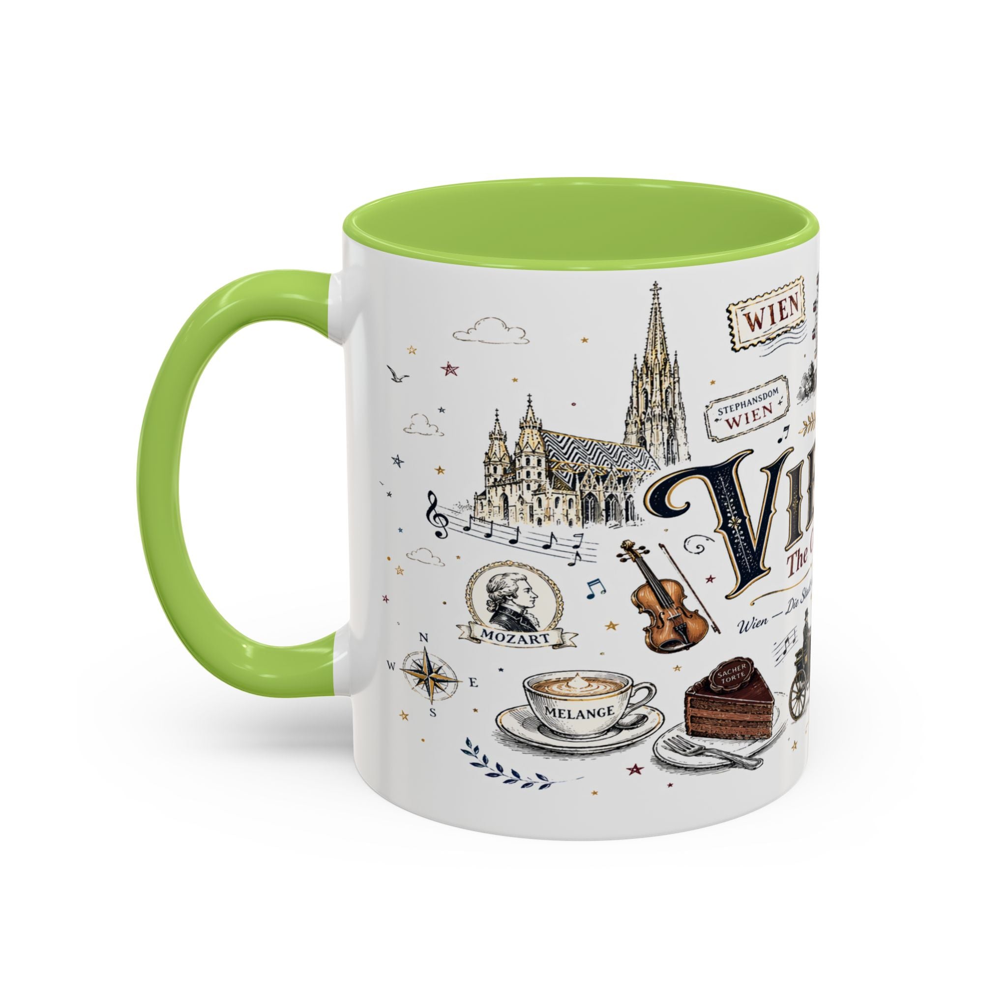 Vienna Coffee Mug | Austria Souvenir Travel Gift | Accent Color Ceramic 11oz 15oz