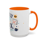 Officially Off The Clock Coffee Mug | Funny Retirement Gift | Accent Color Ceramic 11oz 15oz