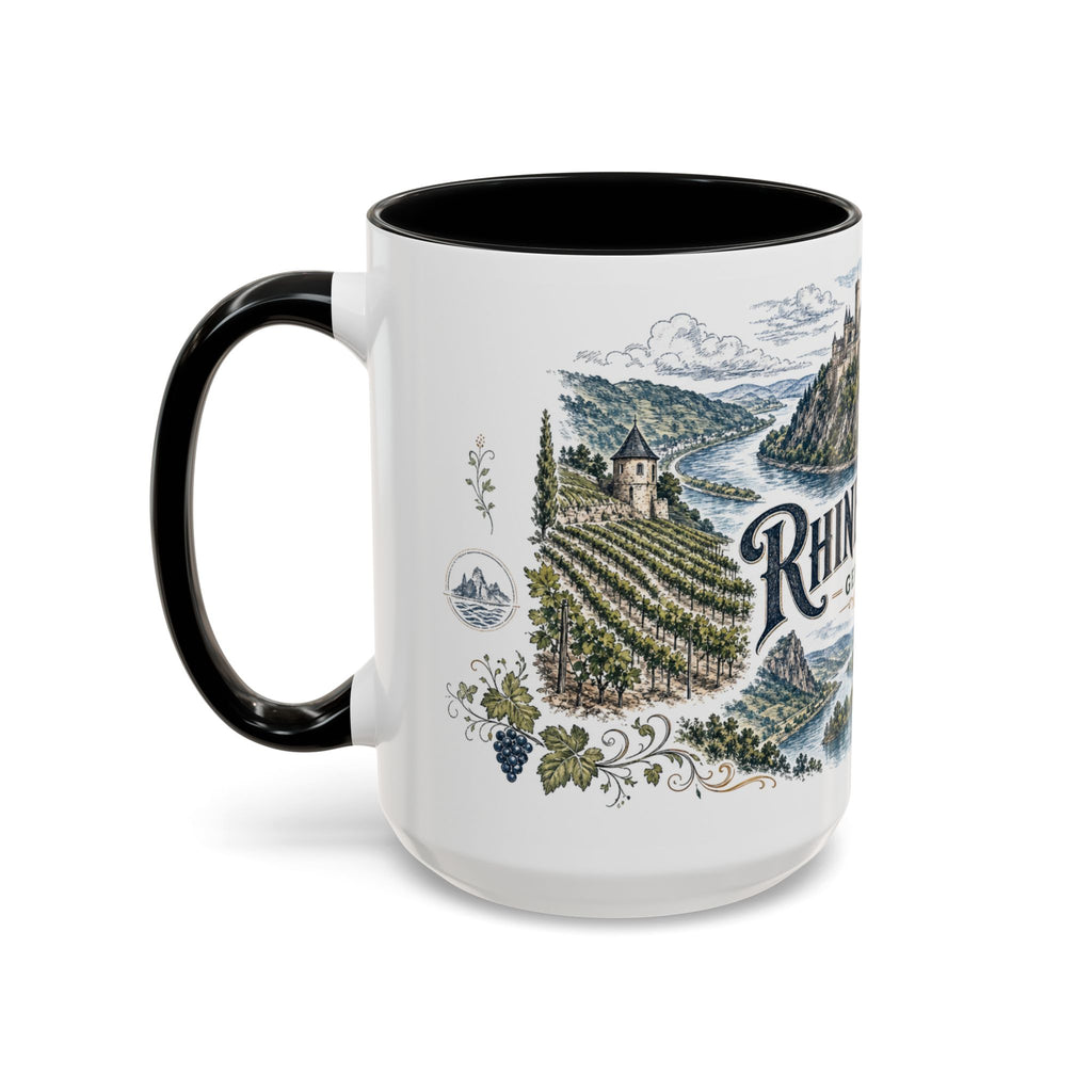 Rhine Valley Mug, Germany Travel Souvenir, Bucket List Gift, Accent Ceramic Coffee Mug 11oz 15oz