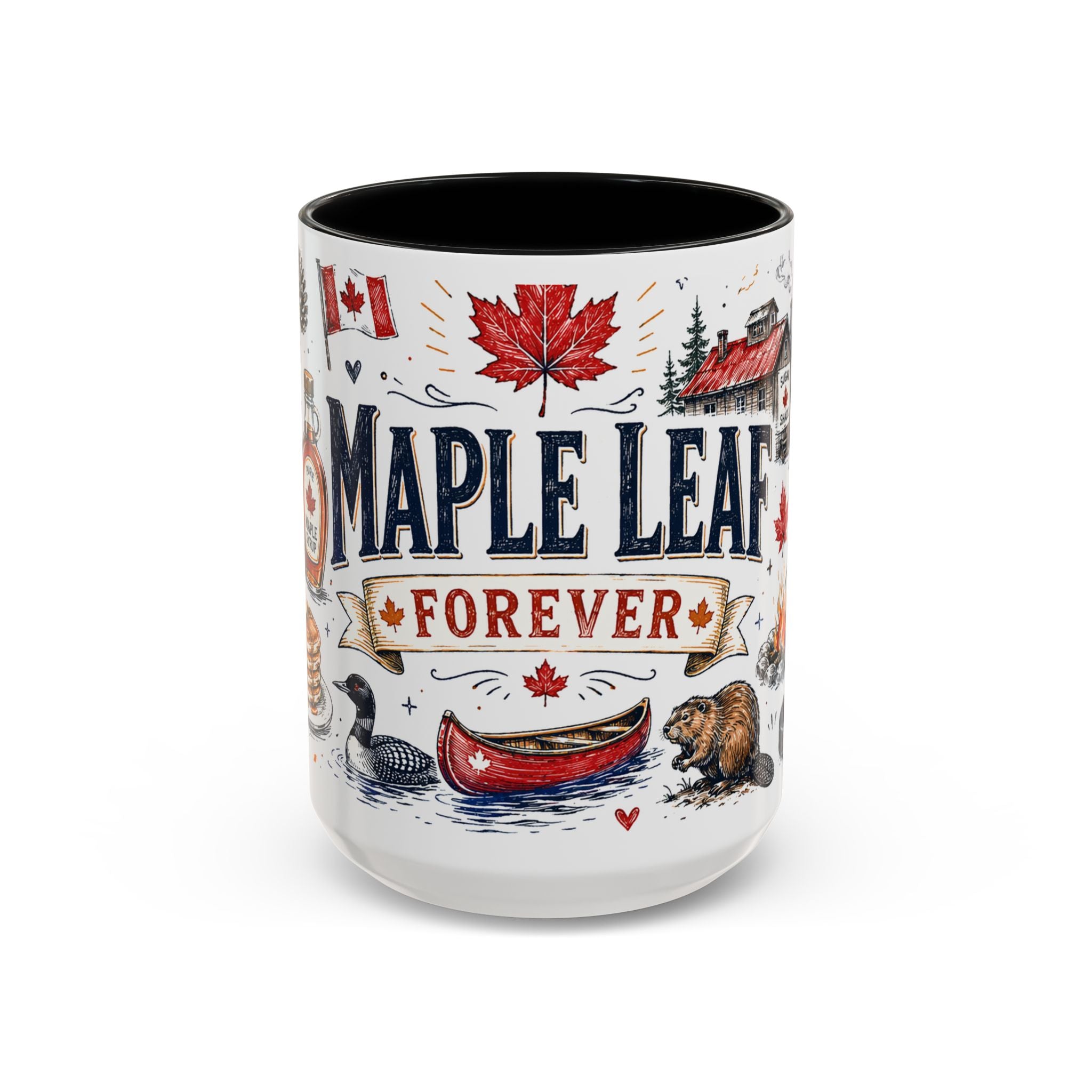 Maple Leaf Forever Coffee Mug | Canadian Pride Gift | Accent Color Ceramic 11oz 15oz