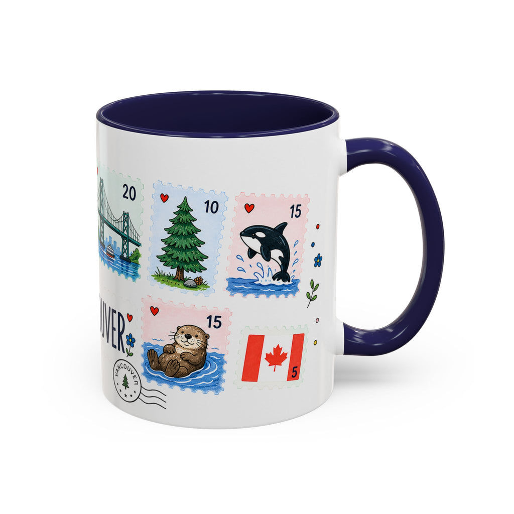 Vancouver Coffee Mug | Postage Stamp Collage Mug | Travel Souvenir Accent Cup 11oz 15oz
