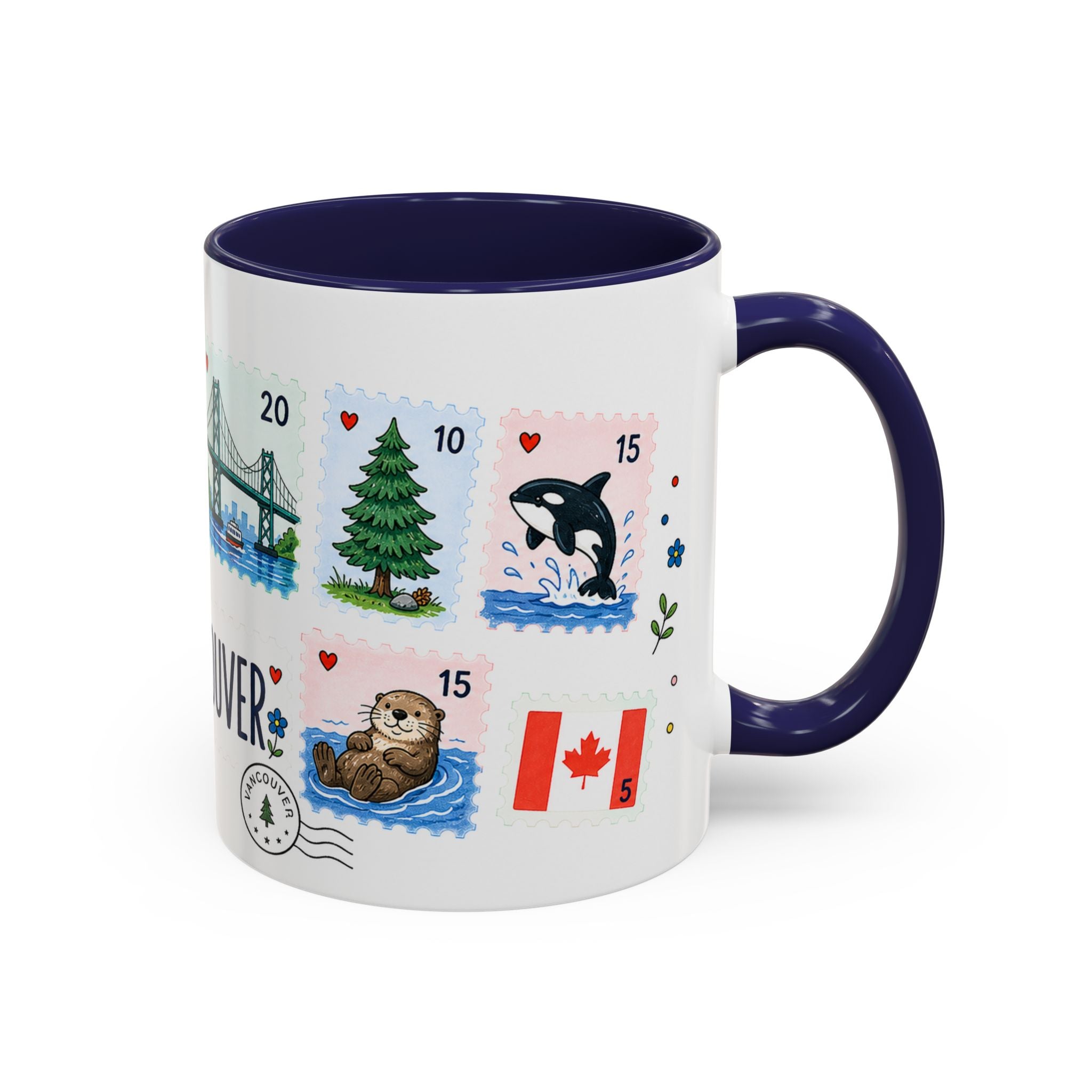 Vancouver Coffee Mug | Postage Stamp Collage Mug | Travel Souvenir Accent Cup 11oz 15oz