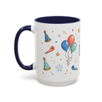 New Year Party Mug | Balloon Popper Watercolor Celebration Gift | Accent Cup 11oz 15oz