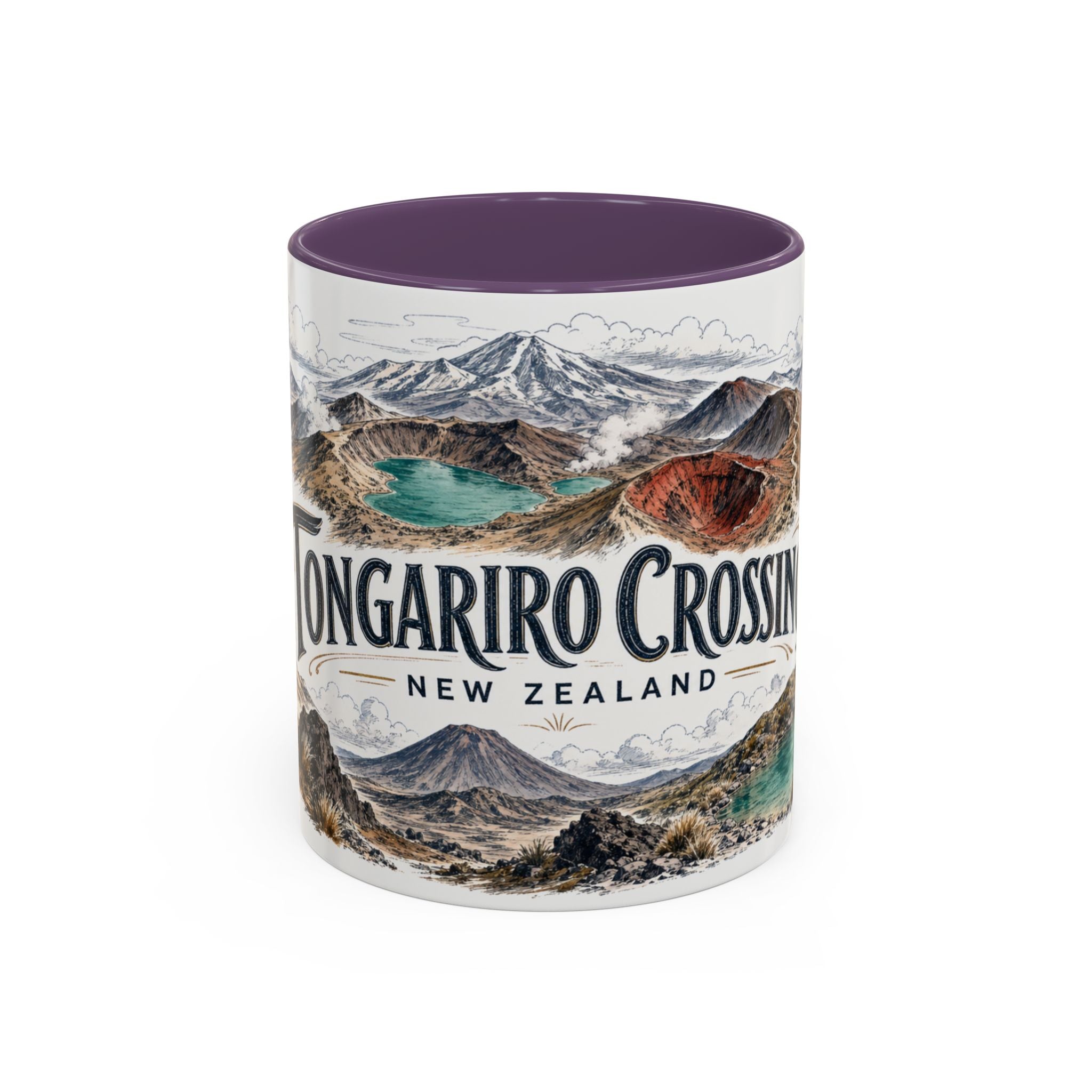Tongariro Crossing Mug, New Zealand Travel Souvenir, Bucket List Gift, Accent Ceramic Coffee Mug 11oz 15oz