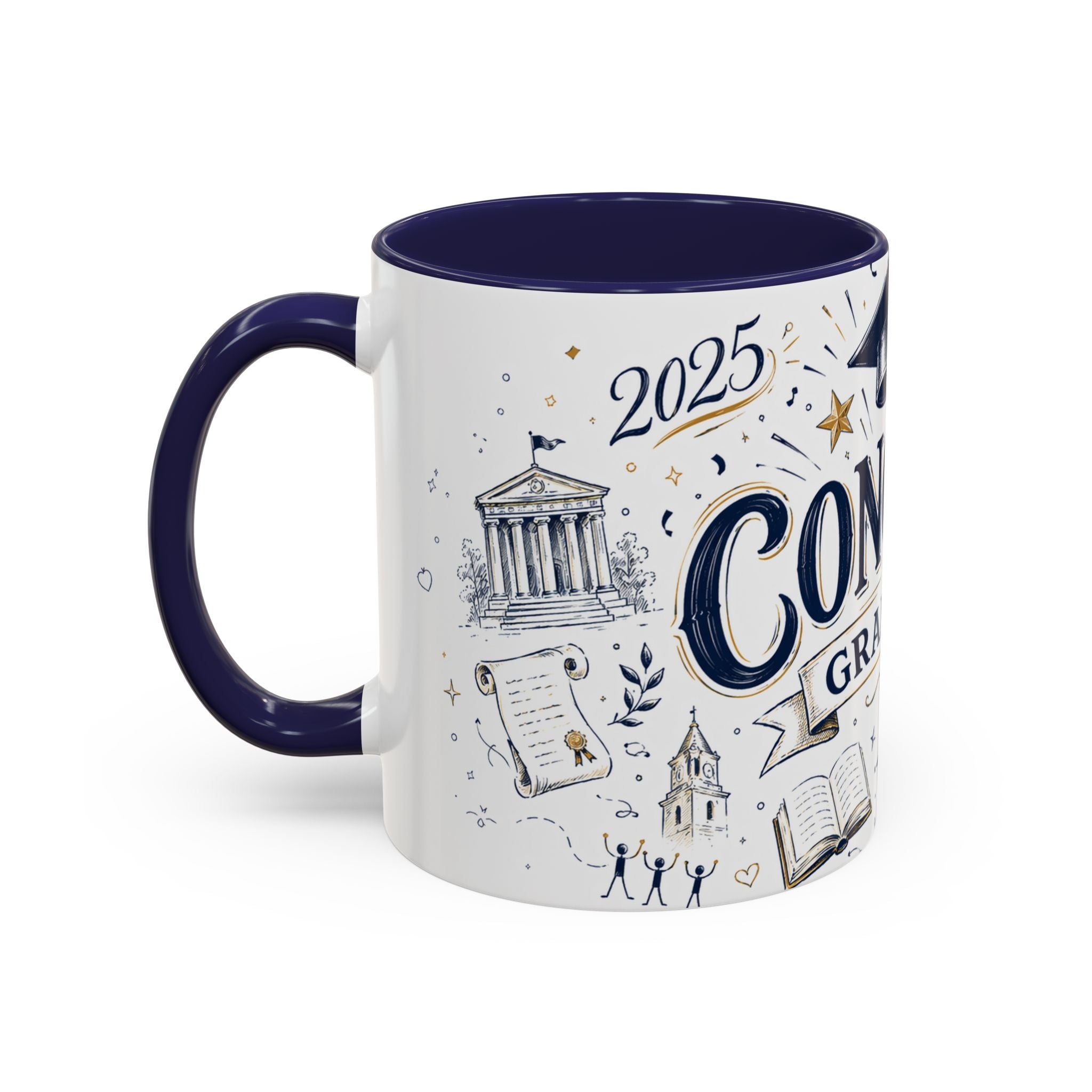 Congrats Graduate Coffee Mug | Class of 2026 Graduation Gift | Accent Color Ceramic 11oz 15oz