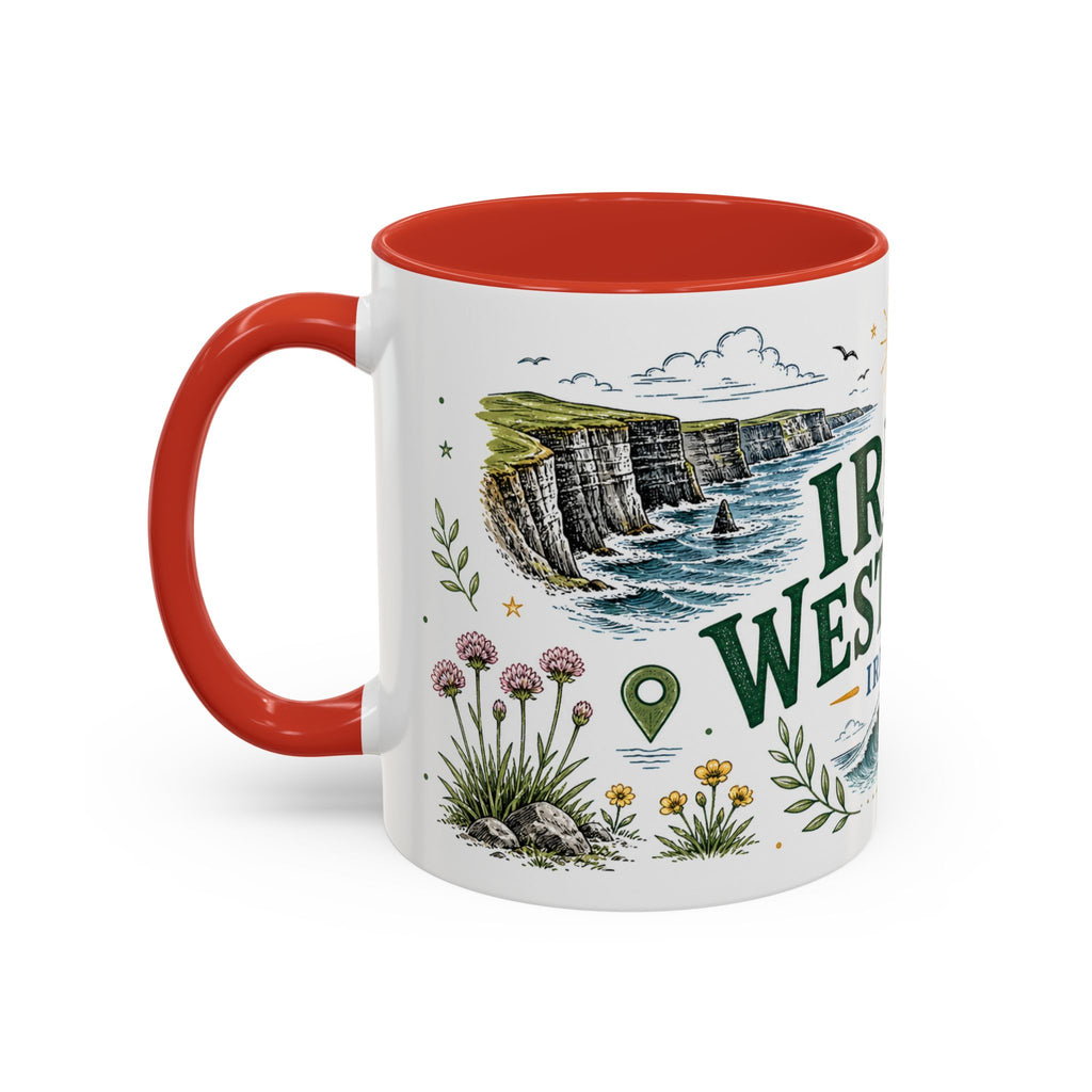 Irish West Coast Coffee Mug | Travel Destination Souvenir Gift | Accent Color Ceramic 11oz 15oz
