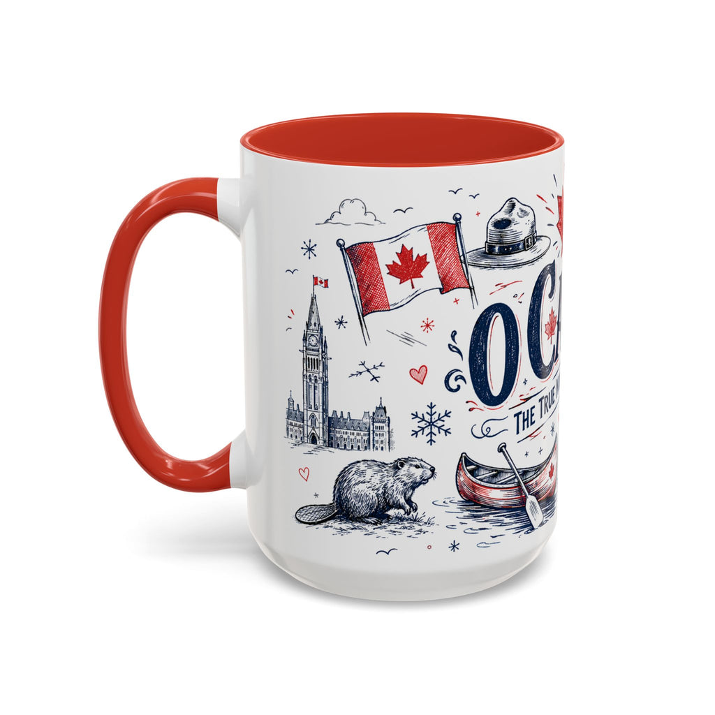O Canada True North Coffee Mug | Canadian Pride Gift | Accent Color Ceramic 11oz 15oz