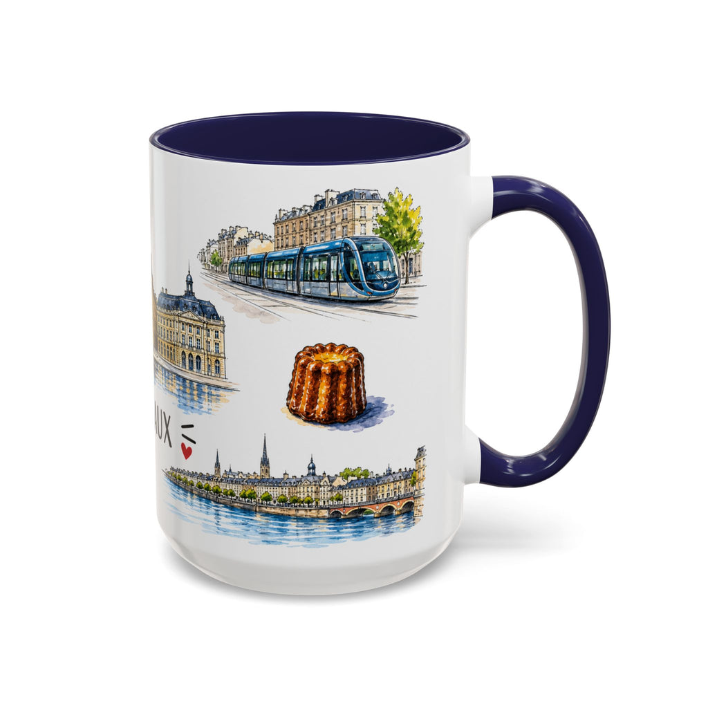 Bordeaux Illustrated Travel Mug | City Souvenir Accent Coffee Mug | 11oz 15oz Ceramic Cup