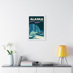Alaska Polar Bear United States Framed Poster | Vintage Travel Wall Art | Black Walnut White Frame | 16x24 20x30