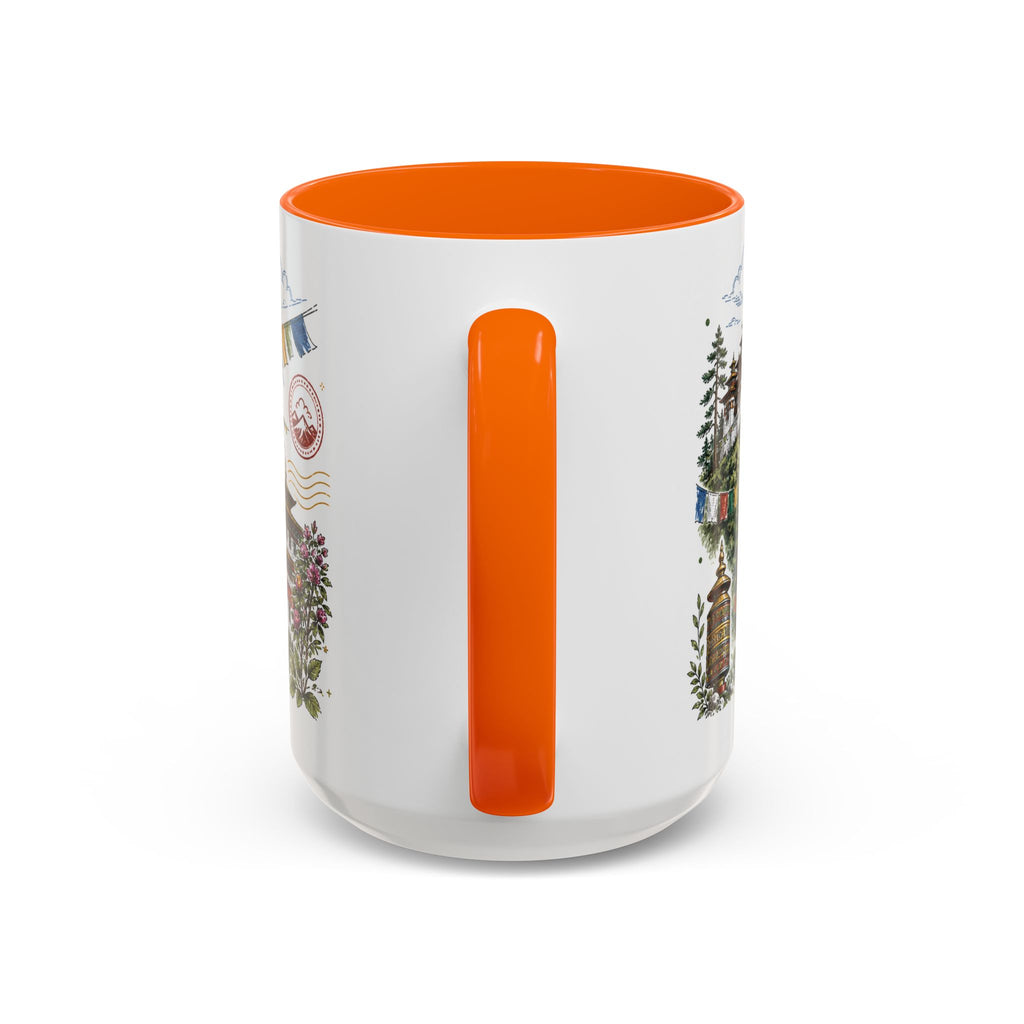 Bhutan Valleys Coffee Mug | Travel Destination Souvenir Gift | Accent Color Ceramic 11oz 15oz