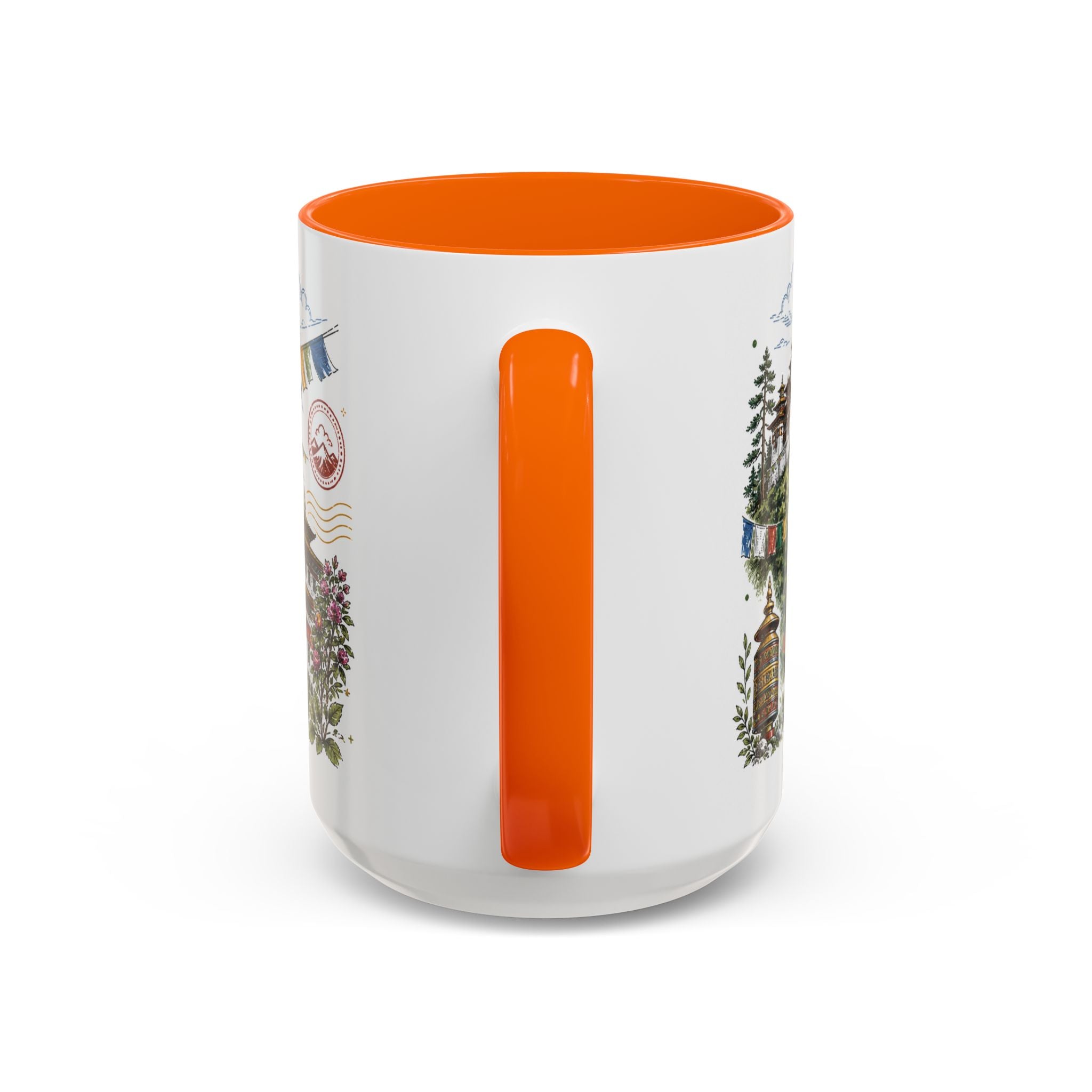 Bhutan Valleys Coffee Mug | Travel Destination Souvenir Gift | Accent Color Ceramic 11oz 15oz