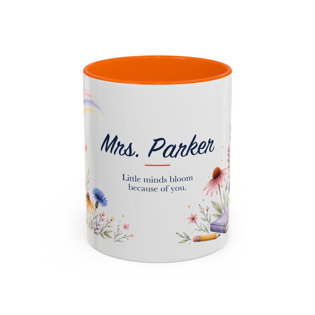 Personalized Kindergarten Teacher Mug | Custom Name Wildflower Rainbow Cup | Back to School Gift