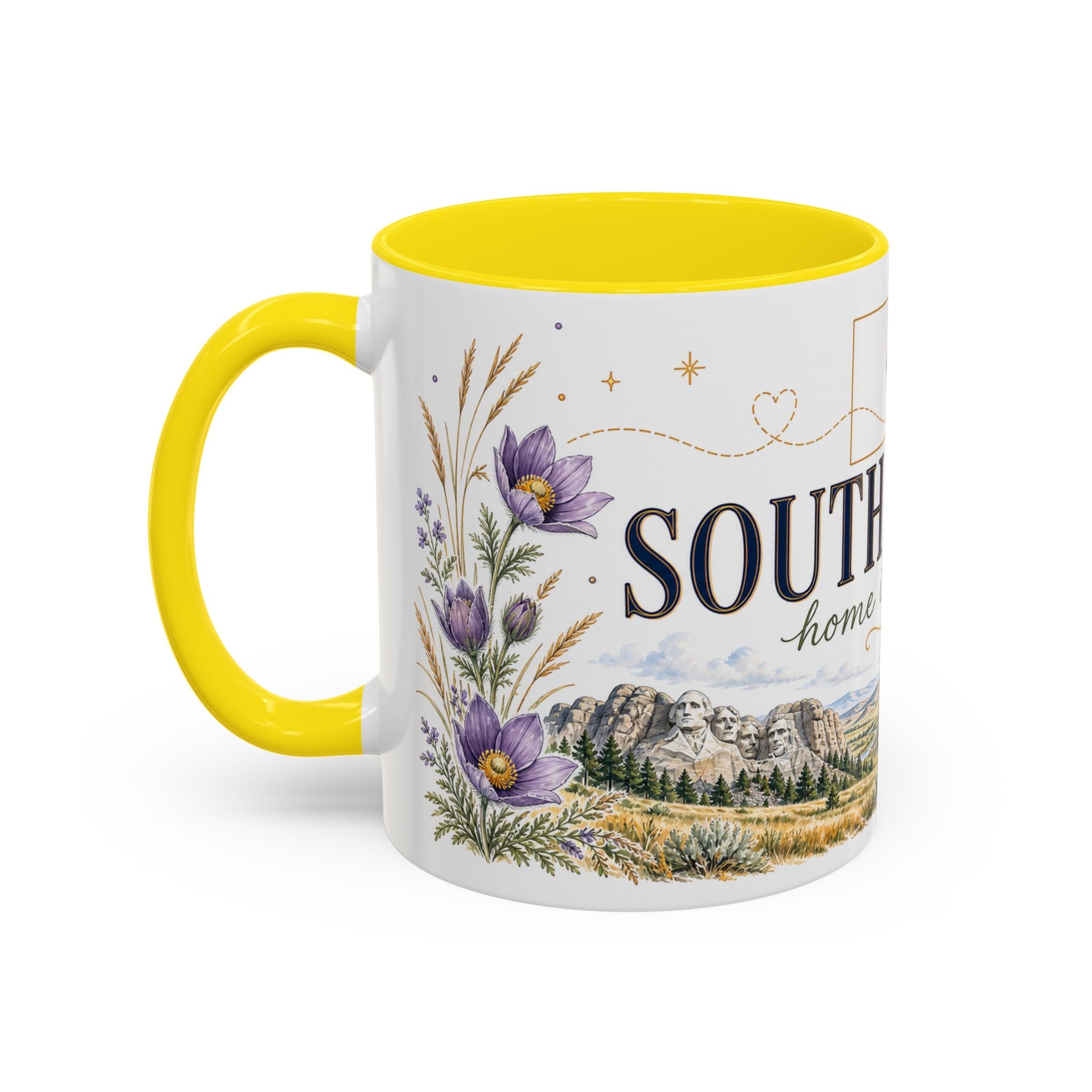 South Dakota State Map Mug | Botanical Accents, Homesick Gift (11oz or 15oz)