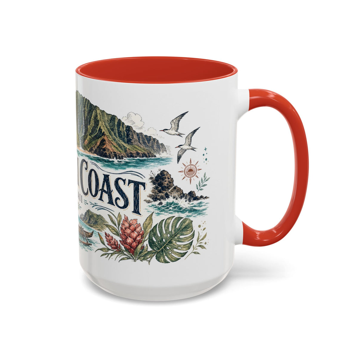 Na Pali Coast Mug, Hawaii Travel Souvenir, Bucket List Gift, Accent Ceramic Coffee Mug 11oz 15oz