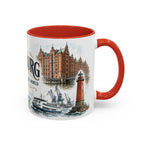 Hamburg Coffee Mug | Germany Travel Souvenir | Vintage Illustrated City Gift | 11 oz 15 oz Accent Mug