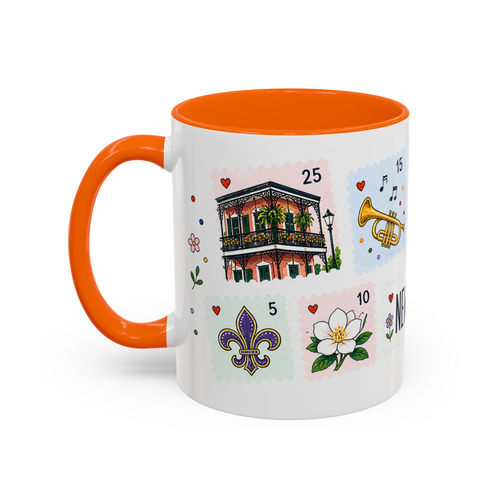 New Orleans Coffee Mug | Postage Stamp Collage Mug | Travel Souvenir Accent Cup 11oz 15oz