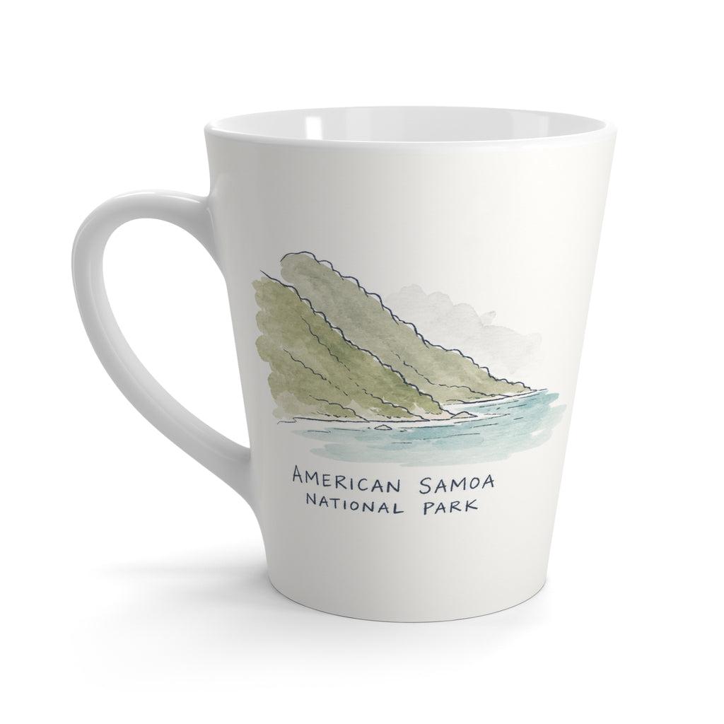 American Samoa National Park Latte Mug | Pastel Watercolor Nature Coffee Cup | 12 oz Travel Souvenir Gift