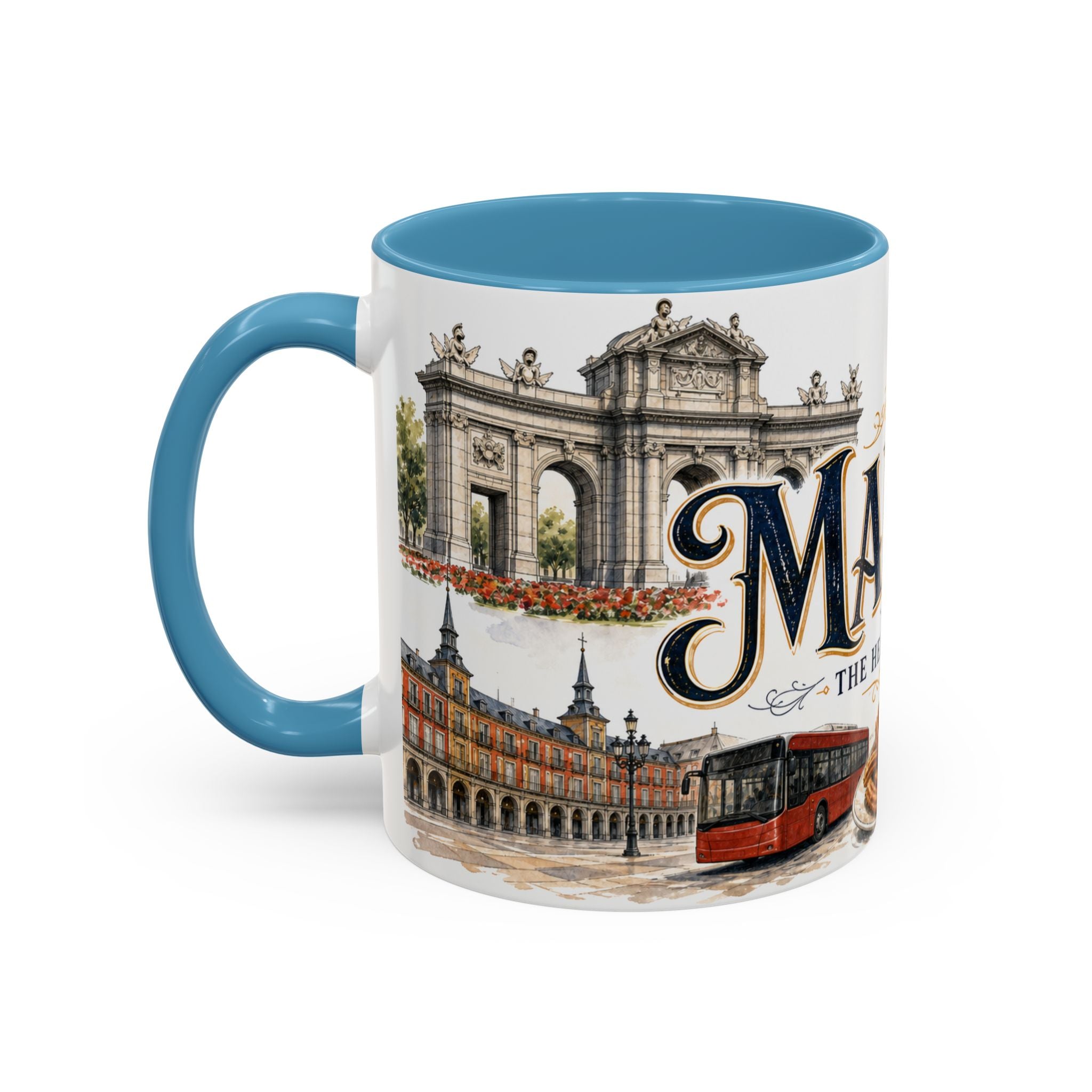 Madrid Coffee Mug | Spain Travel Souvenir | Vintage Illustrated City Gift | 11 oz 15 oz Accent Mug