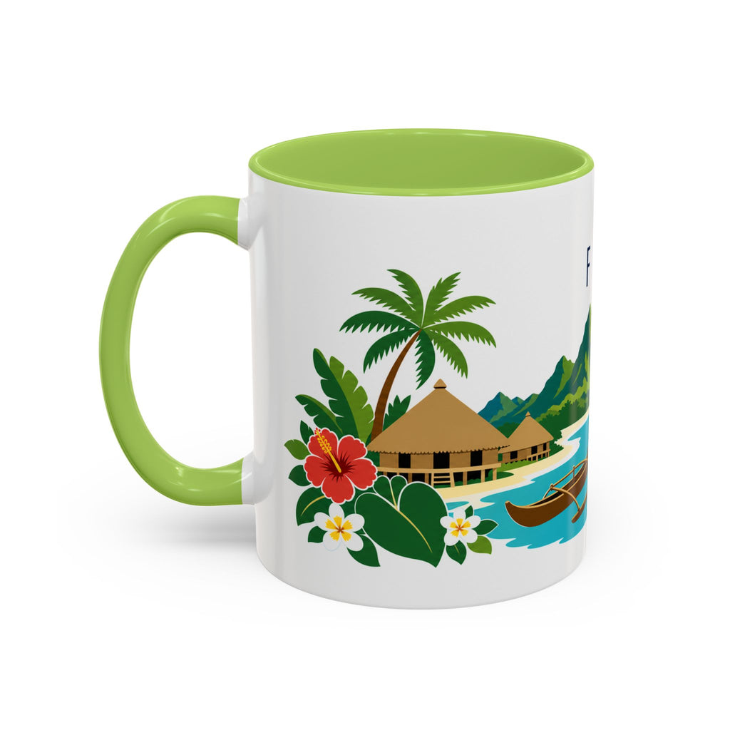 Fiji Coffee Mug | Travel Destination Souvenir Gift | Accent Color Ceramic 11oz 15oz