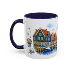Volendam Illustrated Travel Mug | Netherlands Souvenir Accent Coffee Mug | 11oz 15oz Ceramic Cup