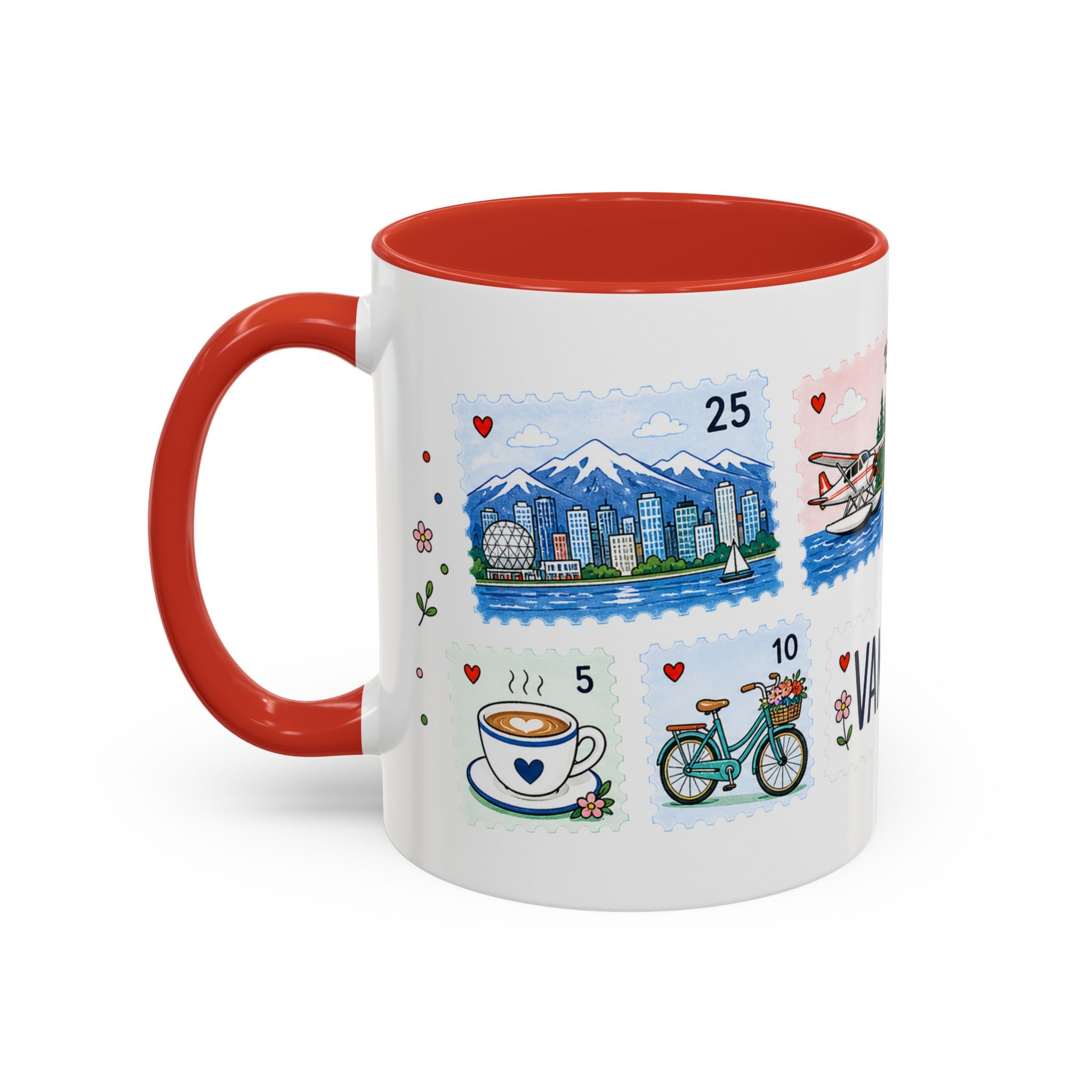 Vancouver Coffee Mug | Postage Stamp Collage Mug | Travel Souvenir Accent Cup 11oz 15oz