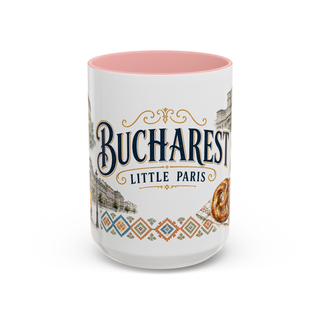 Bucharest Coffee Mug | Romania Travel Souvenir | Vintage Illustrated City Gift | 11 oz 15 oz Accent Mug