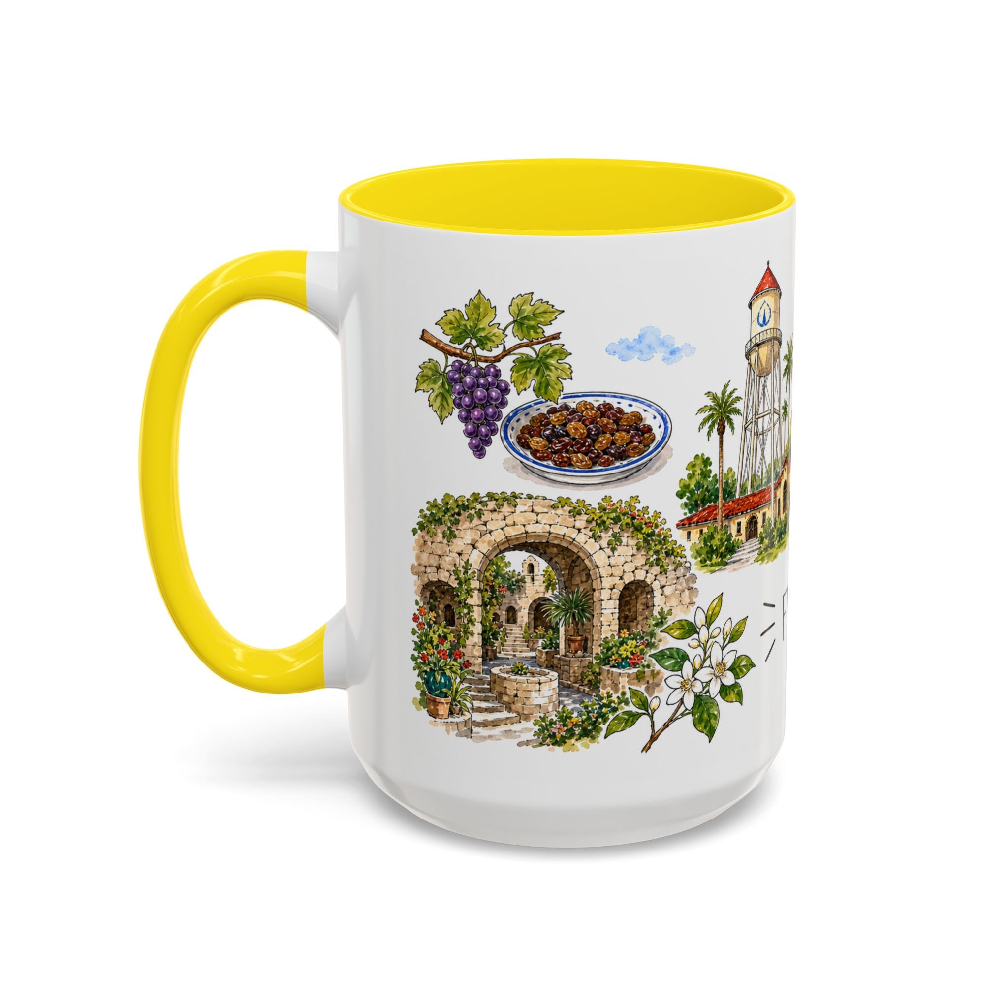 Fresno Illustrated Travel Mug | City Souvenir Accent Coffee Mug | 11oz 15oz Ceramic Cup