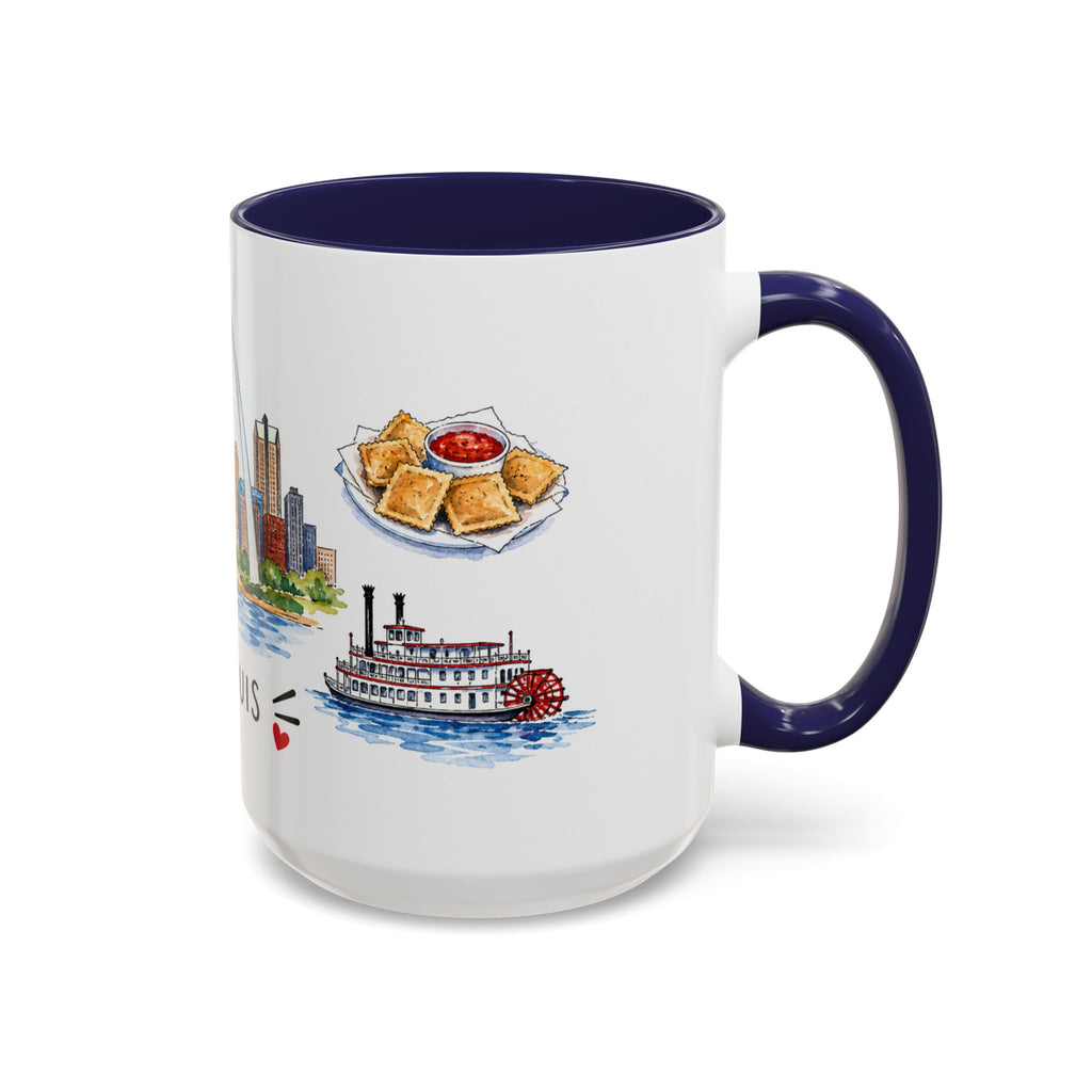 St. Louis Illustrated Travel Mug | City Souvenir Accent Coffee Mug | 11oz 15oz Ceramic Cup