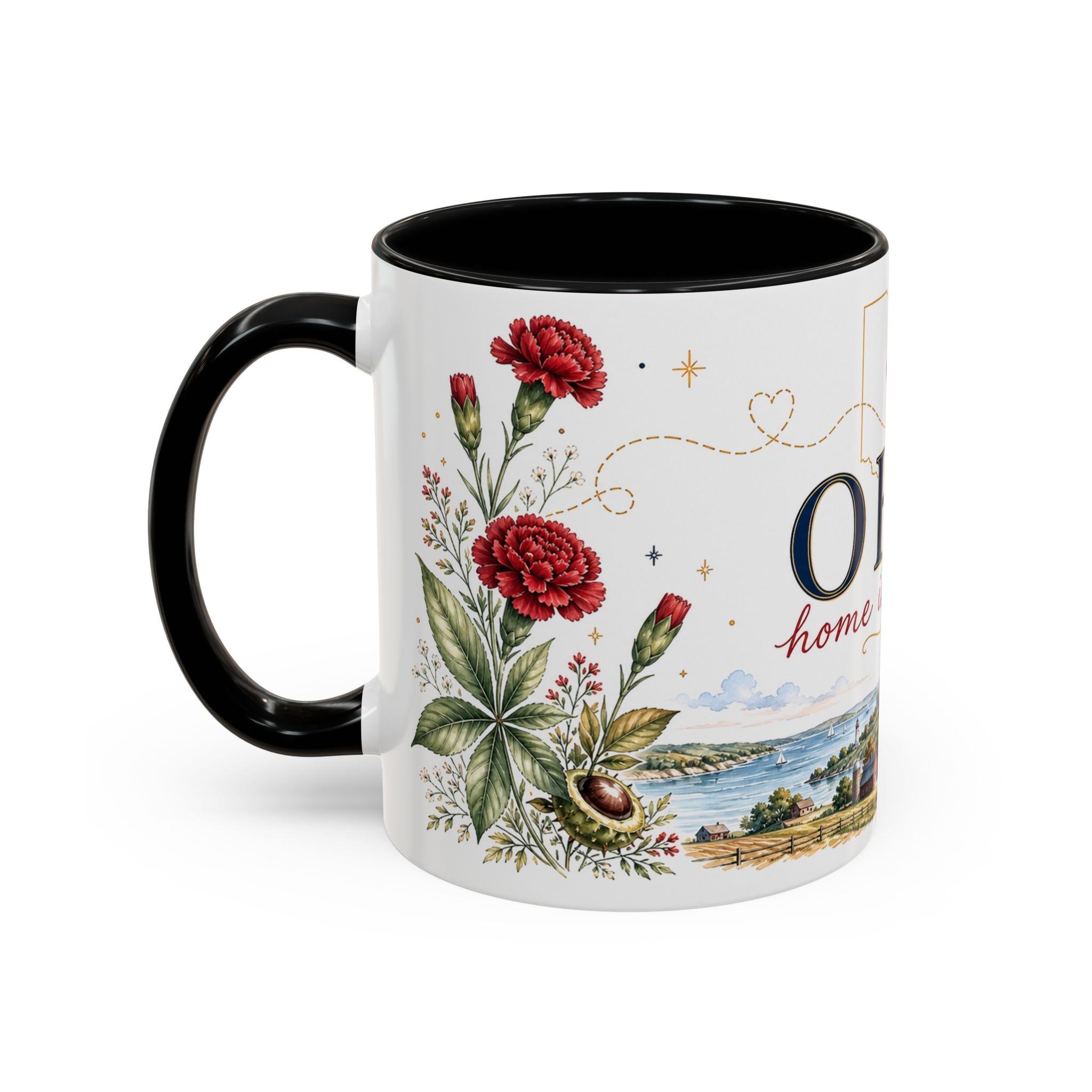 Ohio State Map Mug | Botanical Travel Sketch, Homesick Gift, Long Distance Friendship