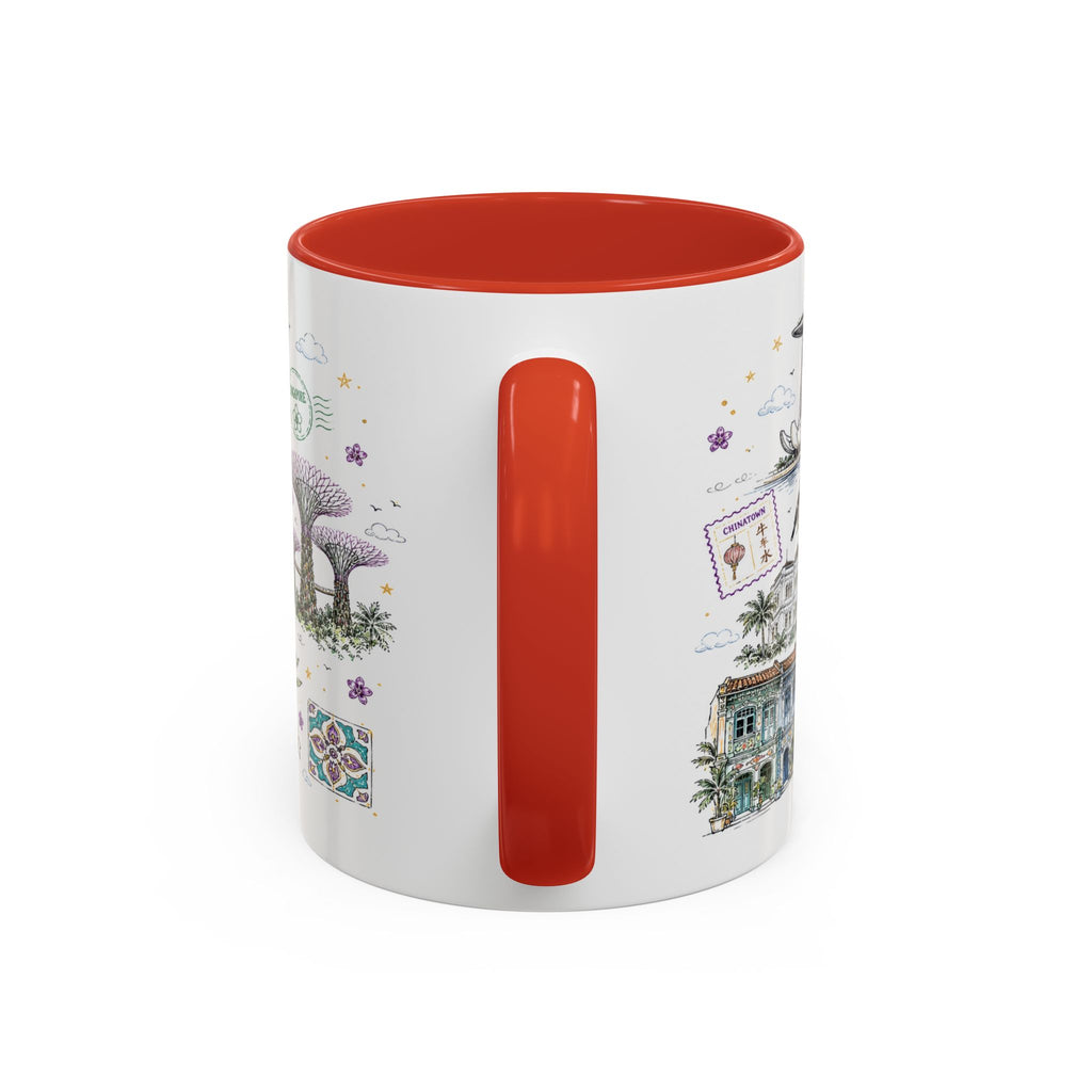Singapore Coffee Mug | Asia Souvenir Travel Gift | Accent Color Ceramic 11oz 15oz