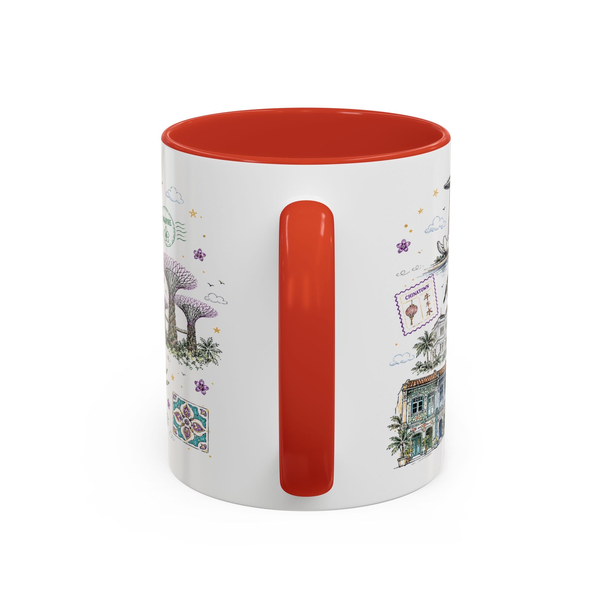 Singapore Coffee Mug | Asia Souvenir Travel Gift | Accent Color Ceramic 11oz 15oz