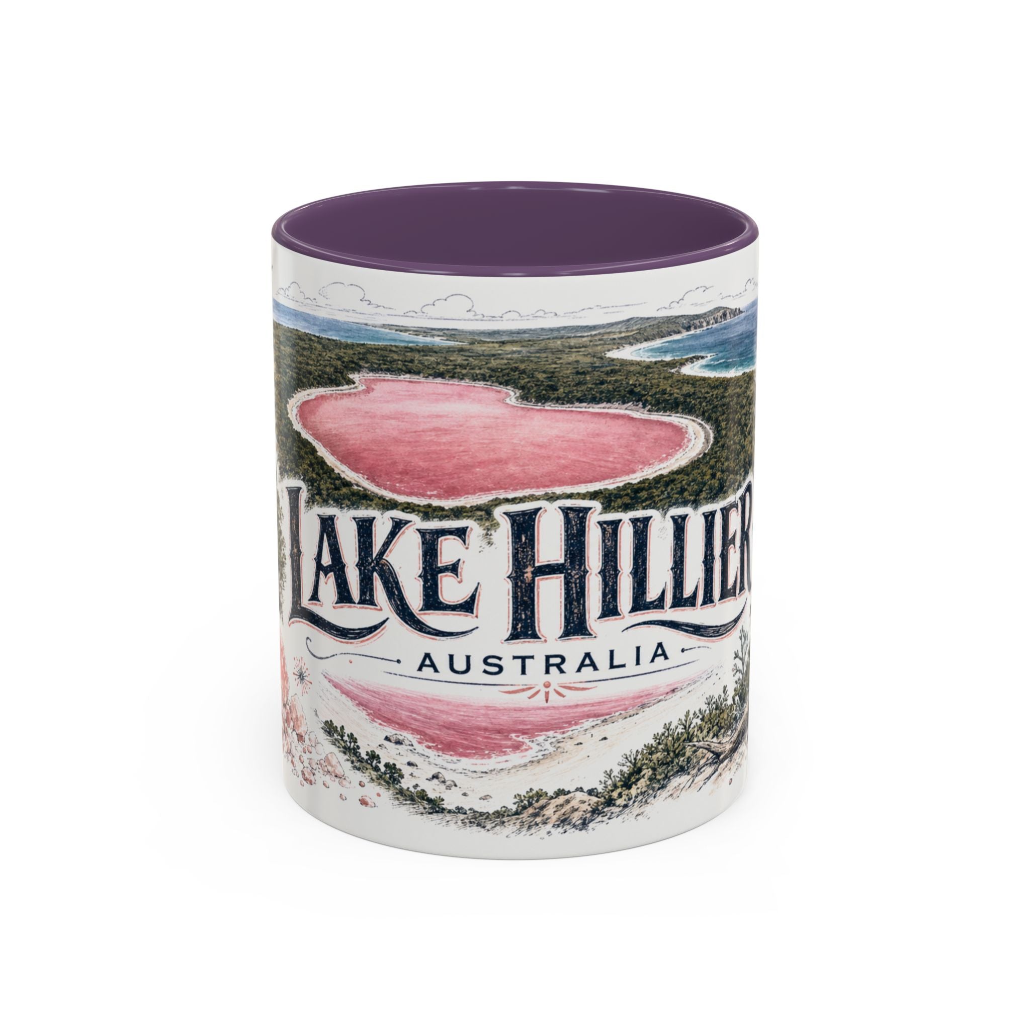Lake Hillier Mug, Australia Travel Souvenir, Bucket List Gift, Accent Ceramic Coffee Mug 11oz 15oz