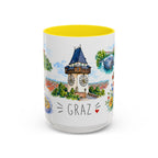 Graz Illustrated Travel Mug | City Souvenir Accent Coffee Mug | 11oz 15oz Ceramic Cup