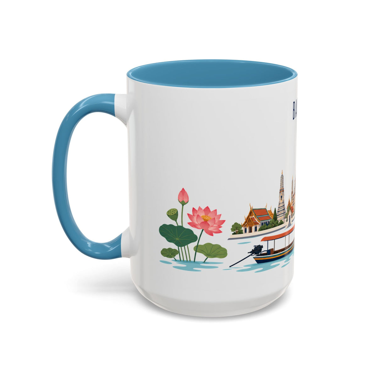 Bangkok Coffee Mug | Thailand Travel Souvenir | Porcelain Decal City Gift | 11oz 15oz Accent Mug