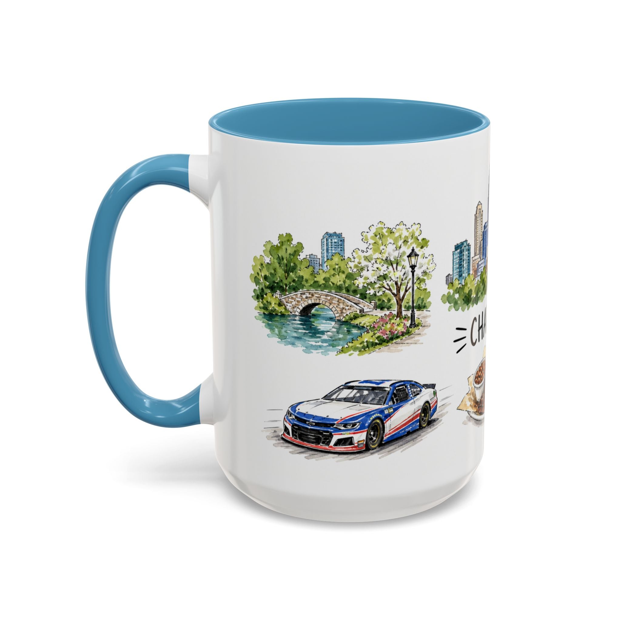 Charlotte Illustrated Travel Mug | City Souvenir Accent Coffee Mug | 11oz 15oz Ceramic Cup