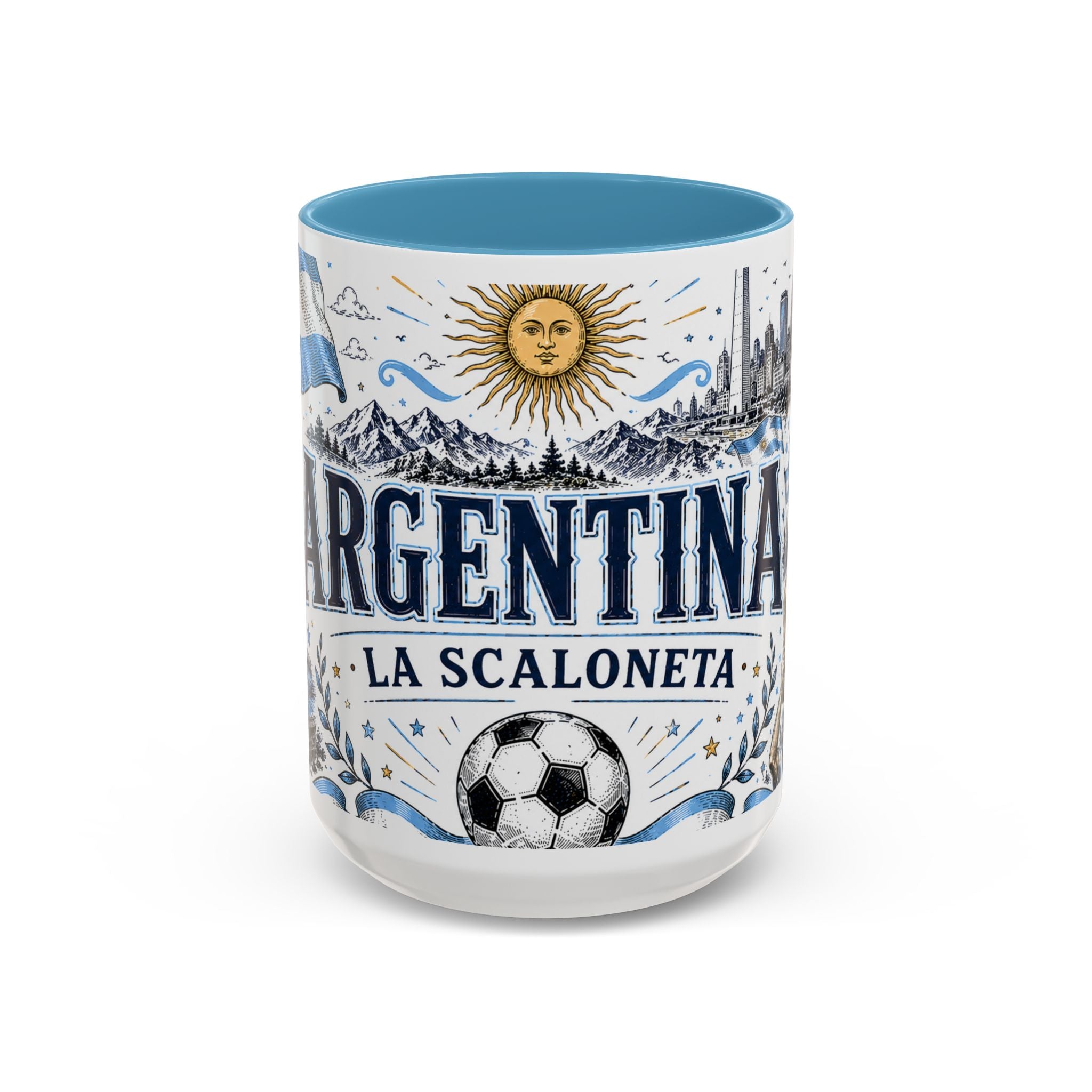 Argentina Soccer Coffee Mug | Soccer Fan Gift | Accent Color Ceramic 11oz 15oz Match Day Cup