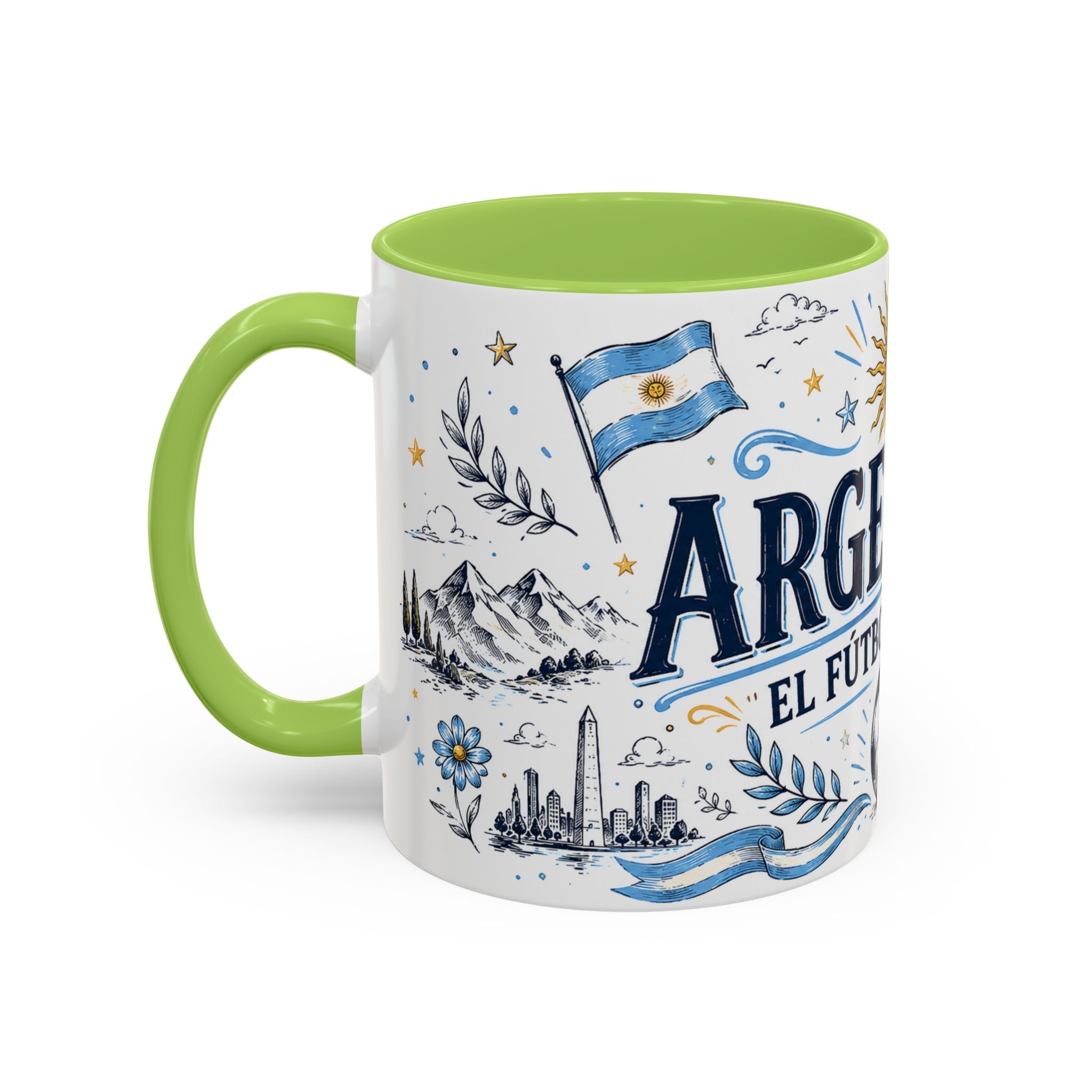 Argentina Soccer Coffee Mug | Soccer Fan Gift | Accent Color Ceramic 11oz 15oz Match Day Cup