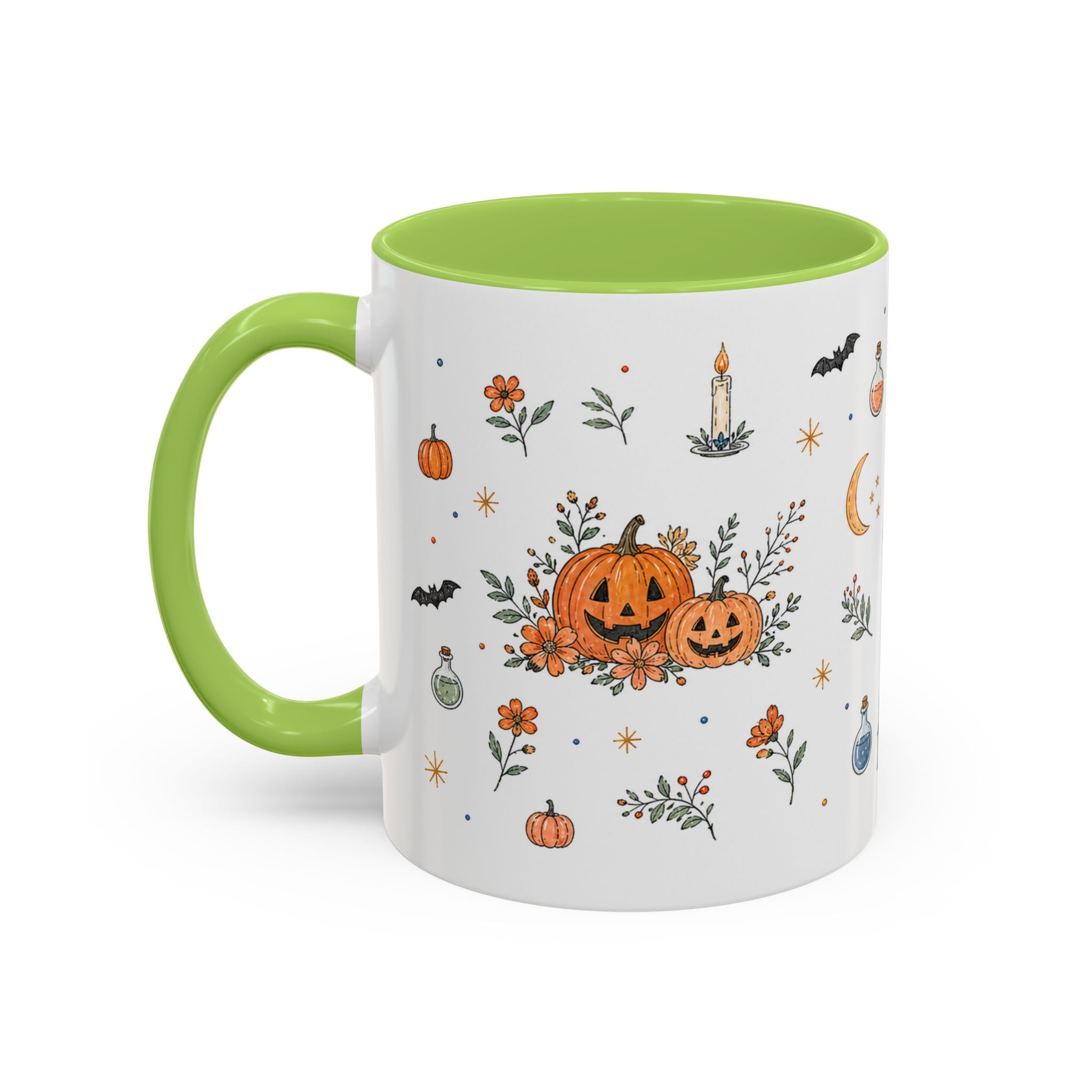 Black Cat Halloween Mug | Pumpkin Moon Watercolor Gift | Spooky Accent Cup 11oz 15oz