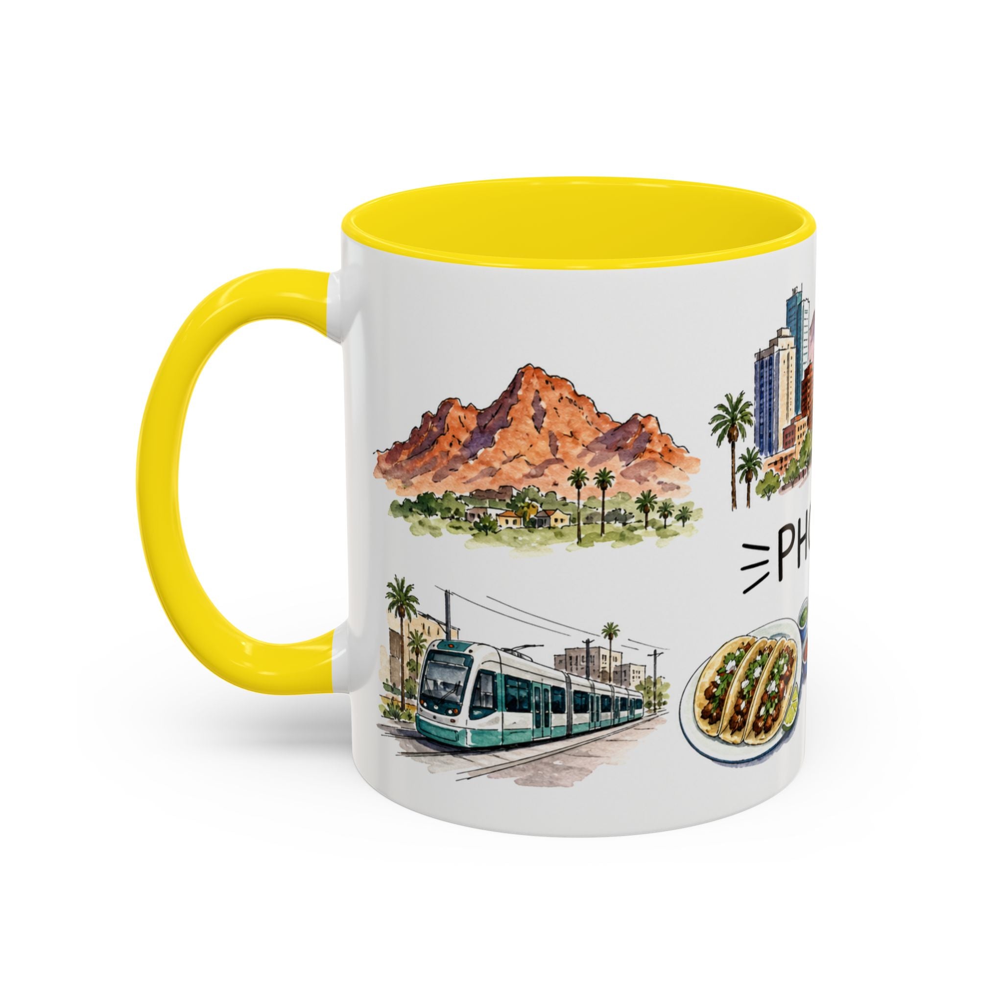 Phoenix Illustrated Travel Mug | City Souvenir Accent Coffee Mug | 11oz 15oz Ceramic Cup