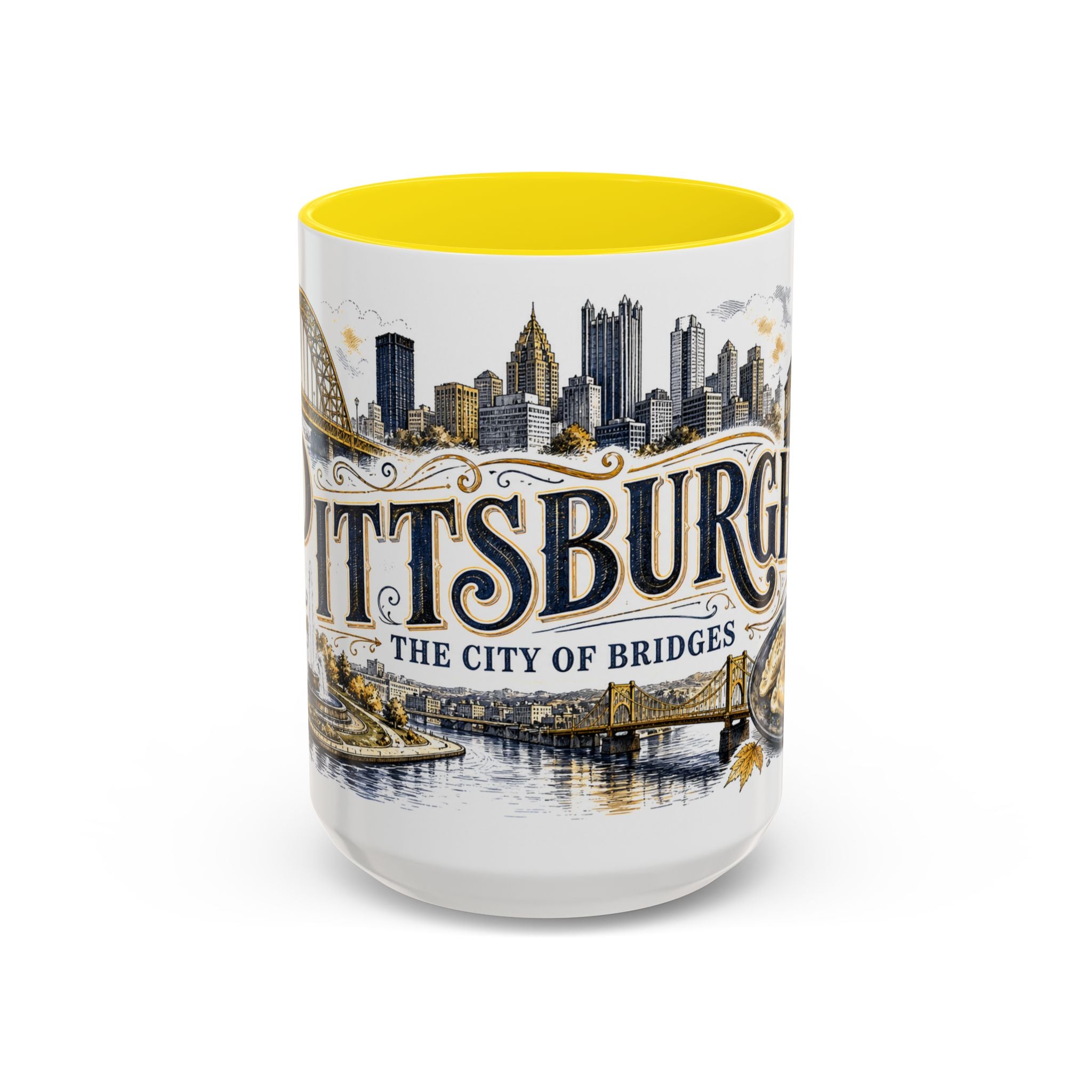 Pittsburgh Coffee Mug | United States Travel Souvenir | Vintage Illustrated City Gift | 11 oz 15 oz Accent Mug