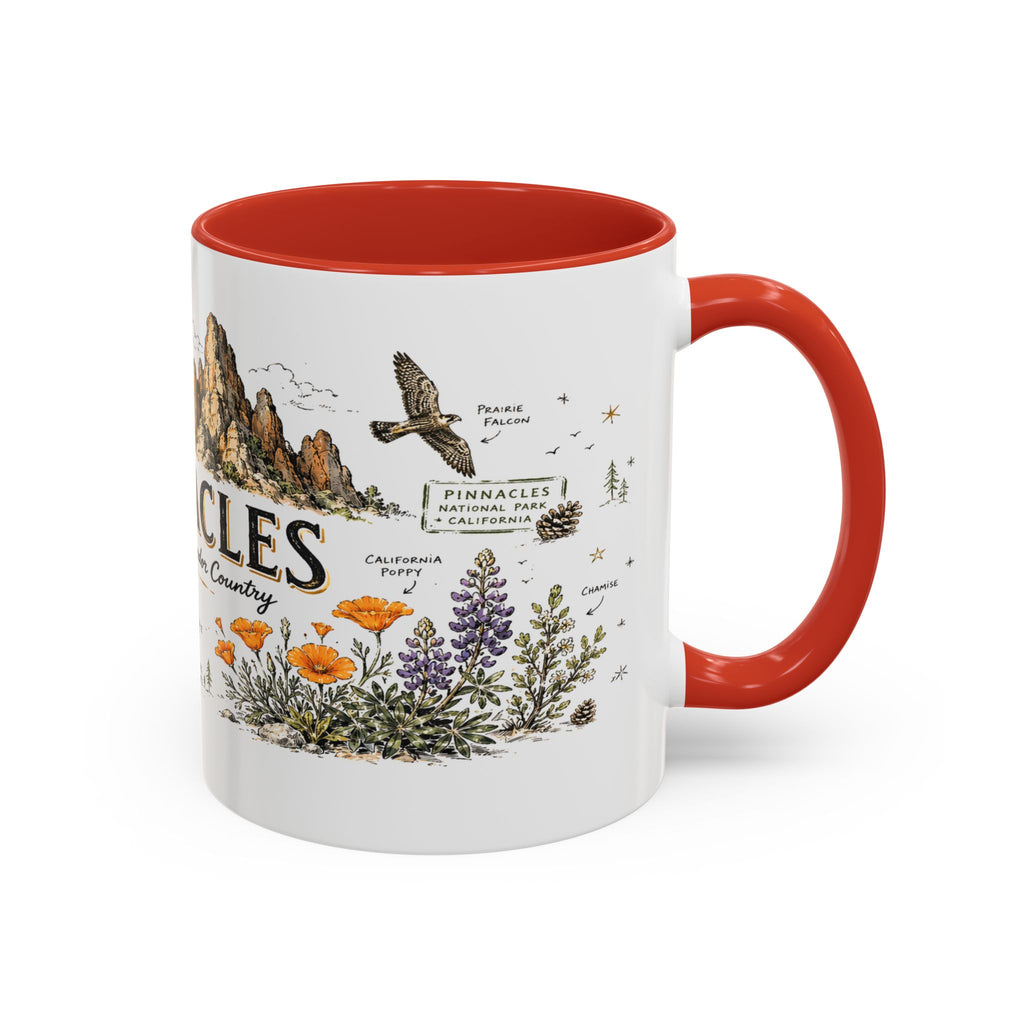 Pinnacles National Park Coffee Mug | California Rock Climbing Condor Gift | Accent Color Ceramic 11oz 15oz