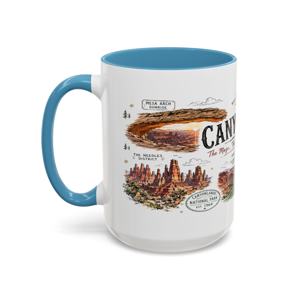 Canyonlands National Park Coffee Mug | Utah Red Rock Desert River Gift | Accent Color Ceramic 11oz 15oz