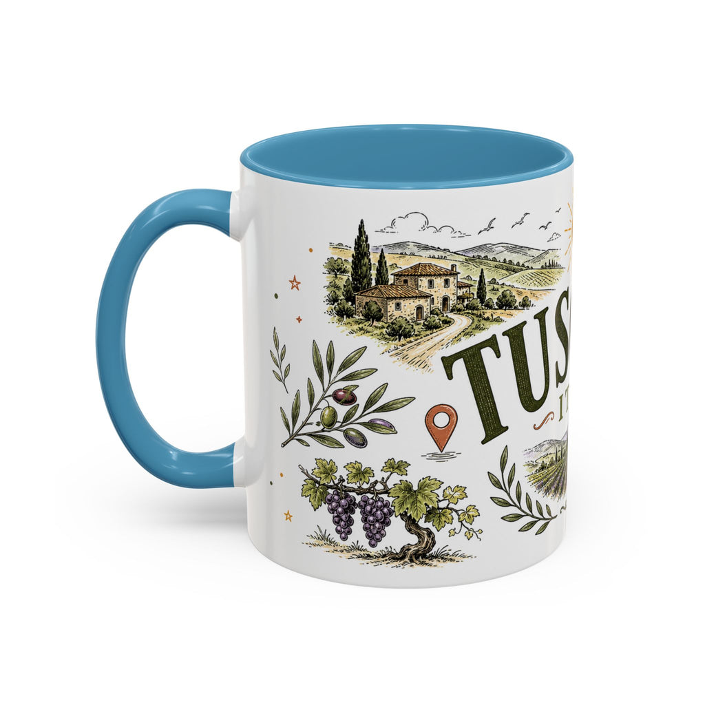 Tuscany Coffee Mug | Travel Destination Souvenir Gift | Accent Color Ceramic 11oz 15oz